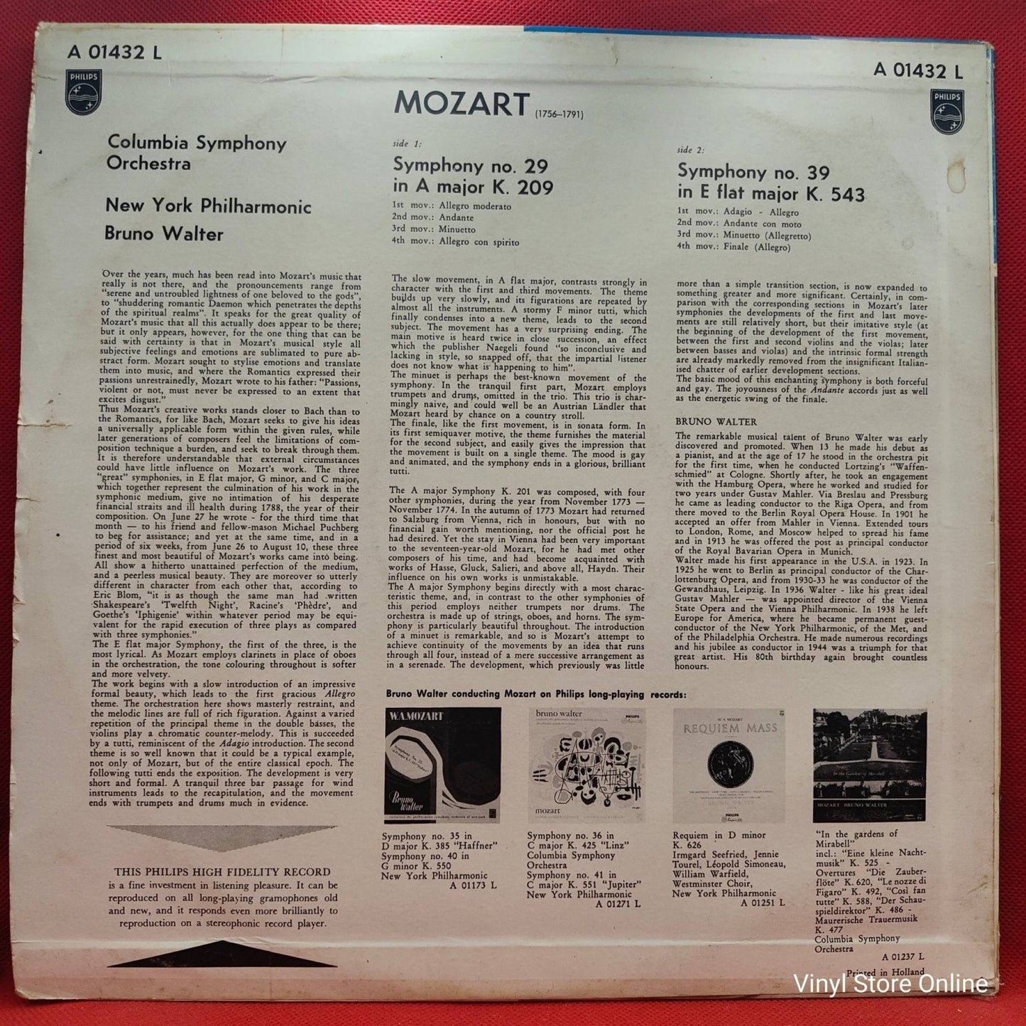 Mozart - Bruno Walter - Symphonie A - dur KV 201 / Symphonie Es - dur KV 543 - Vinyl Store Online