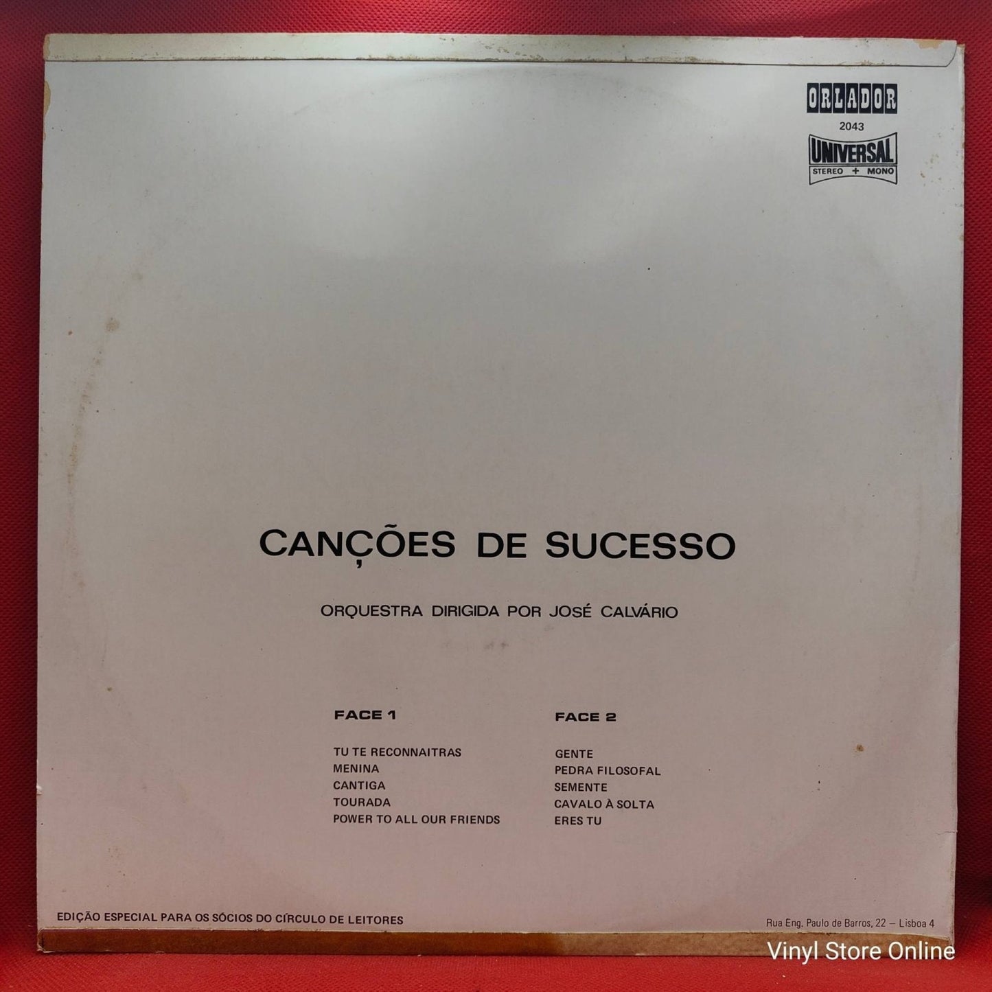 Orquestra Dirigida Por José Calvário – Canções De Sucesso - Vinyl Store Online