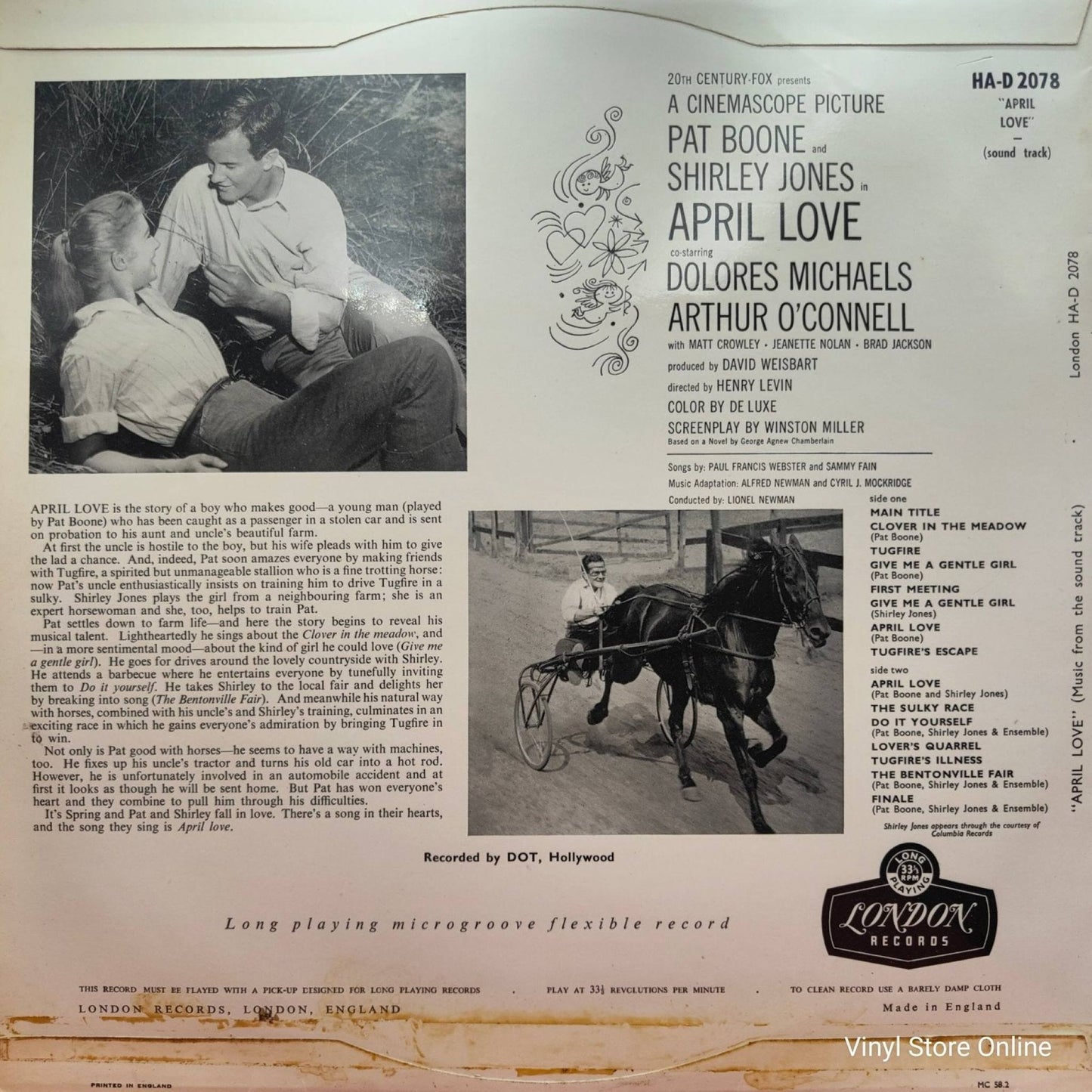 Pat Boone, Lionel Newman, Shirley Jones – April Love - Vinyl Store Online