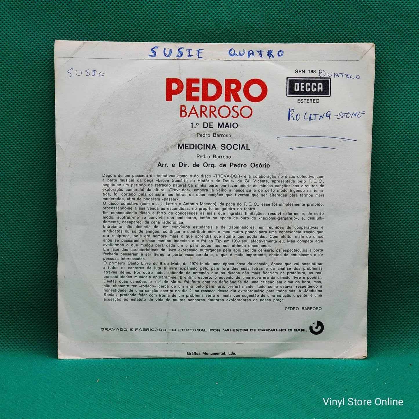 Pedro Barroso – 1º de Maio / Medicina Social - Vinyl Store Online
