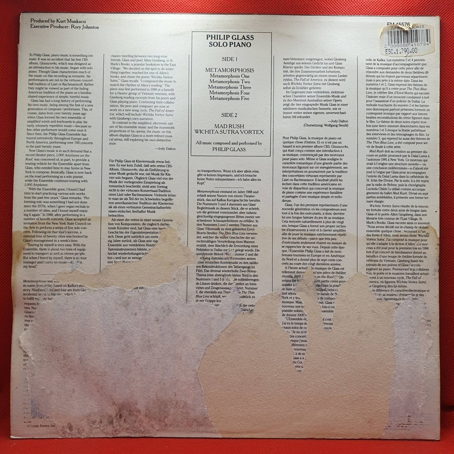 Philip Glass – Solo Piano - Vinyl Store Online