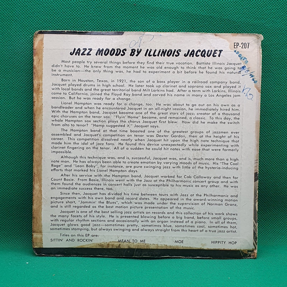 Illinois Jacquet - Jazz Moods (EP) · fotografia 2 · VSO#1343-3551