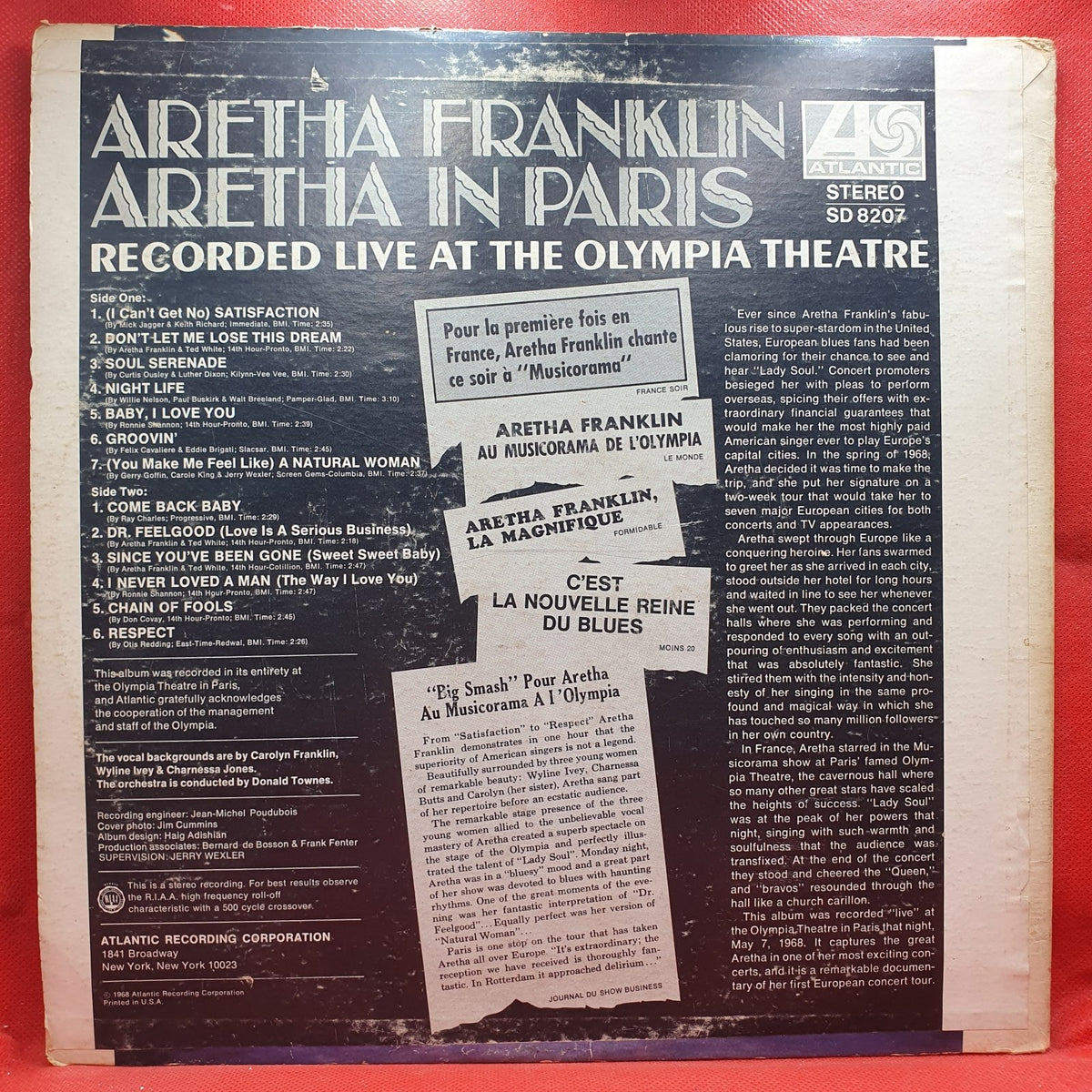 Aretha Franklin - Aretha In Paris (LP) · fotografia 2 · VSO#1544-3790