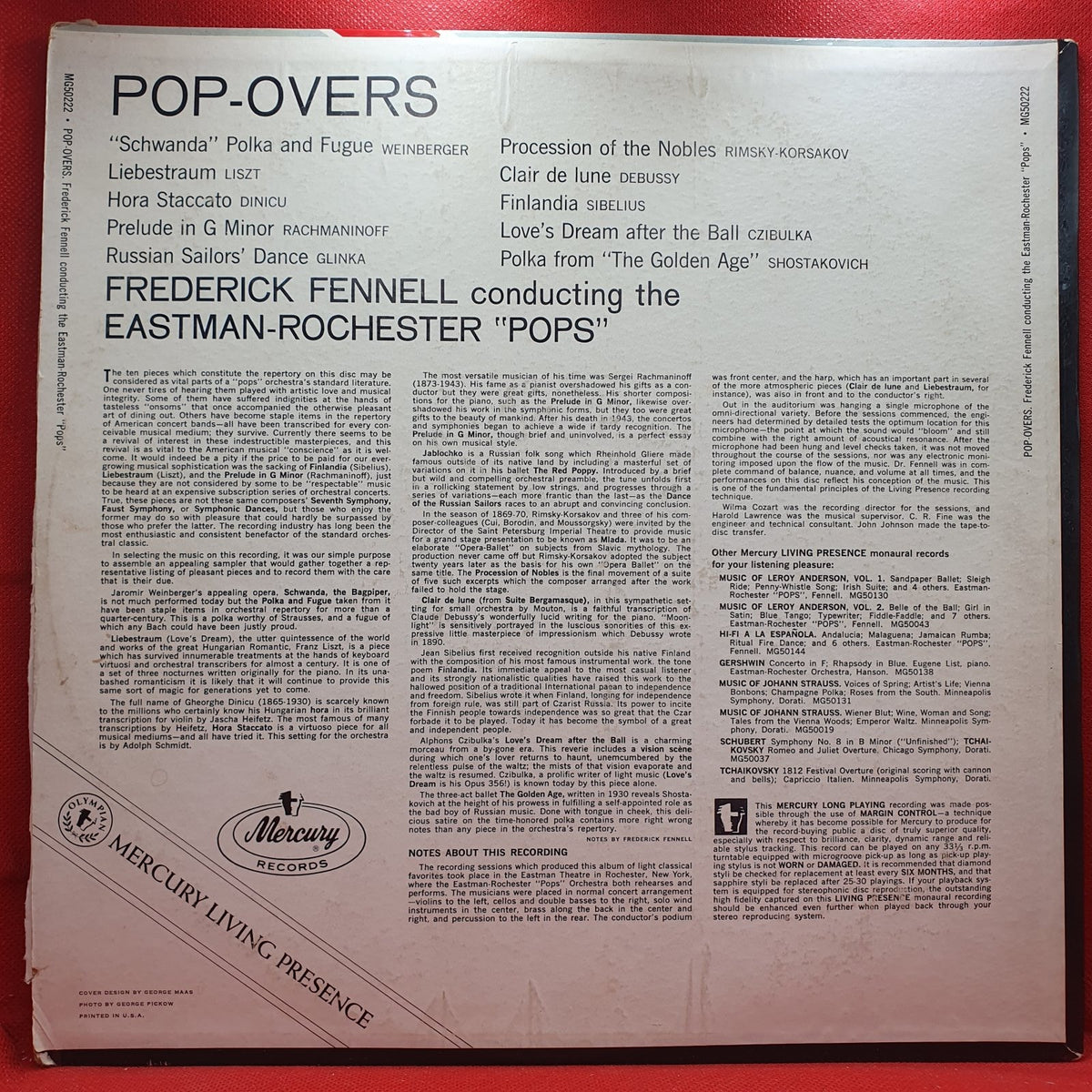 Frederick Fennell, Eastman-Rochester Pops Orchestra - Popovers (LP) · fotografia 2 · VSO#1613-3980