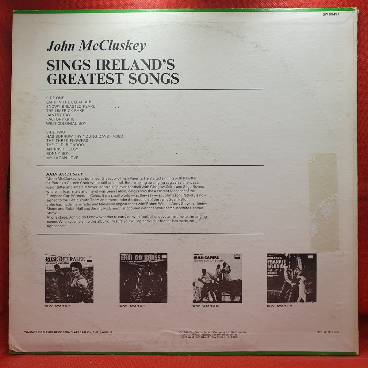 John McCluskey - Sings Ireland's Greatest Songs (LP) · fotografia 2 · VSO#1620-3964
