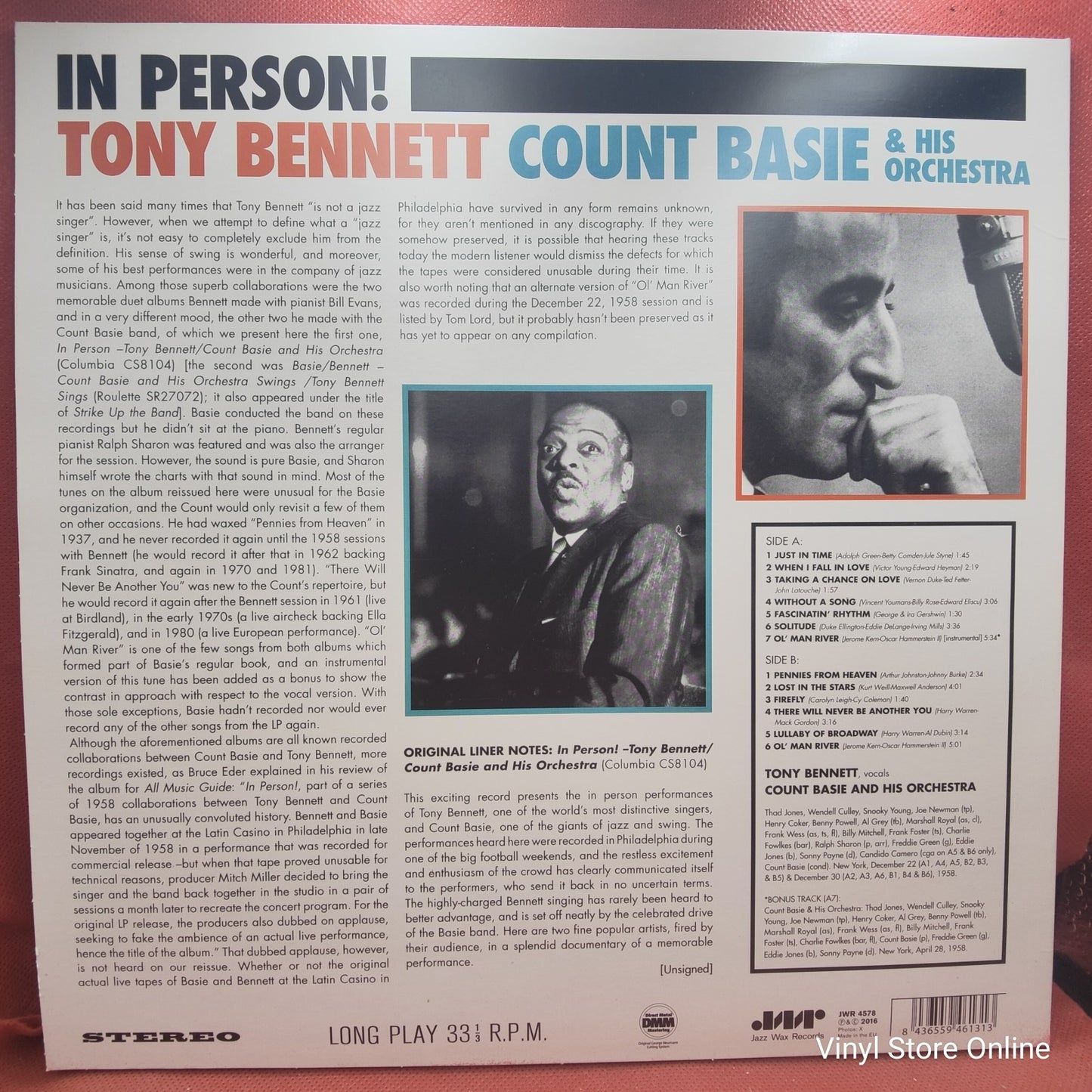 Tony Bennett With Count Basie And His Orchestra - In Person! (LP) · fotografia 2 · VSO#248-608