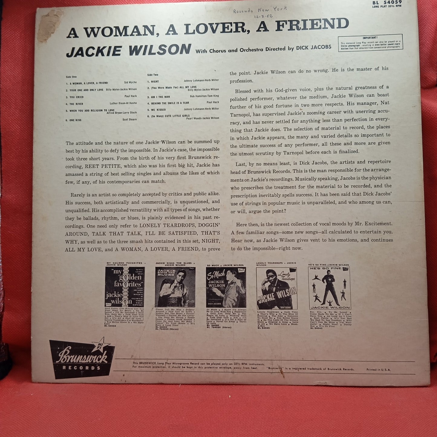 Jackie Wilson - A Woman, A Lover, A Friend (LP) · fotografia 2 · VSO#404-977