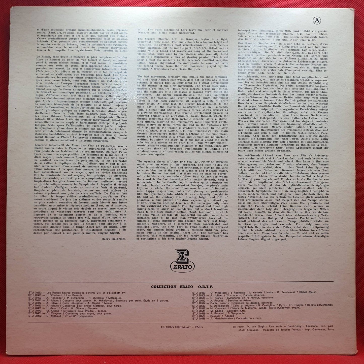 Roussel, Orchestre National De L'ORTF, Jean Martinon – Symphonie N°2 En Si Bémol Op.23, Pour Une Fête de Printemps Op.22 - Vinyl Store Online