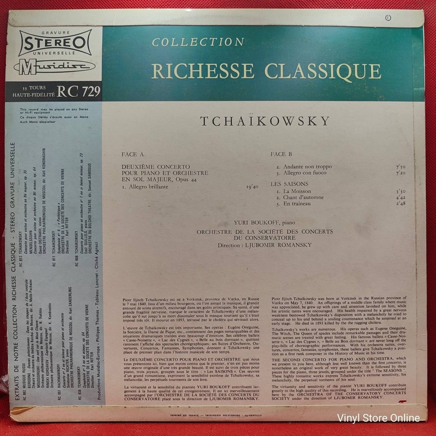 Tchaïkowsky / Yuri Boukoff, Ljubomir Romansky – 2e Concerto Pour Piano Et Orchestre / Les Saisons - Vinyl Store Online