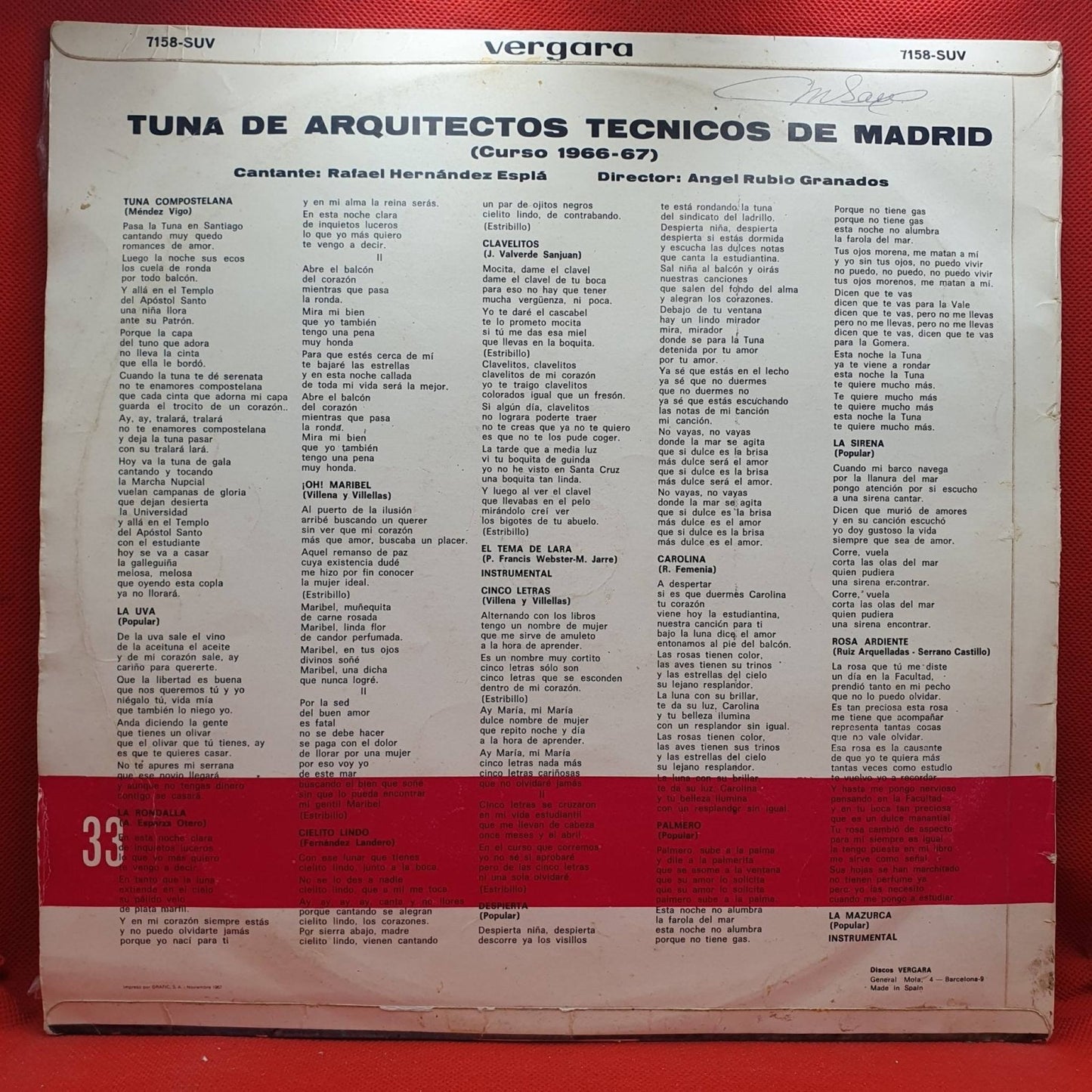 Tuna De Arquitectos Tecnicos De Madrid – Curso 1966 - 67 - Vinyl Store Online