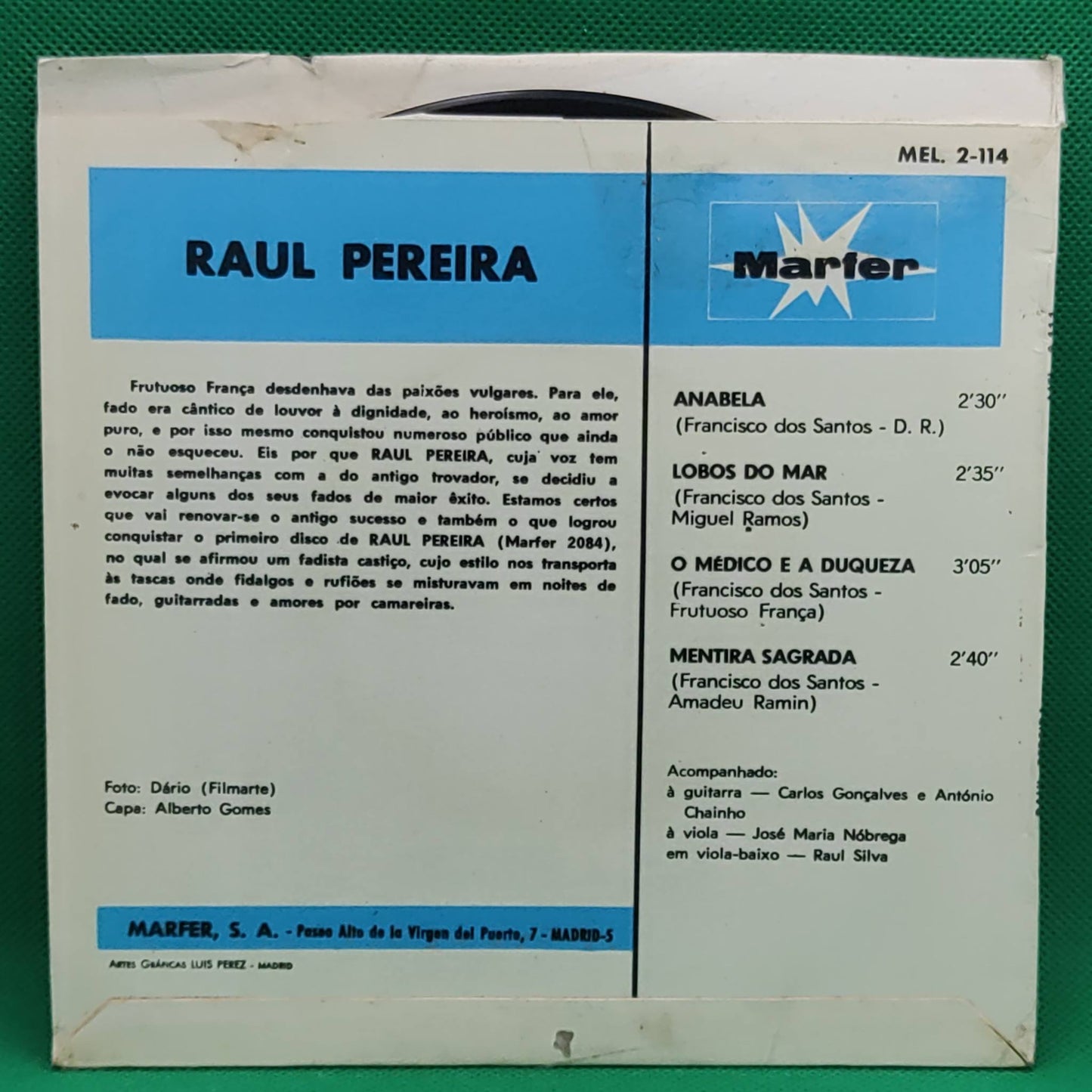 Raúl Pereira - canta êxitos de Frutuoso França
