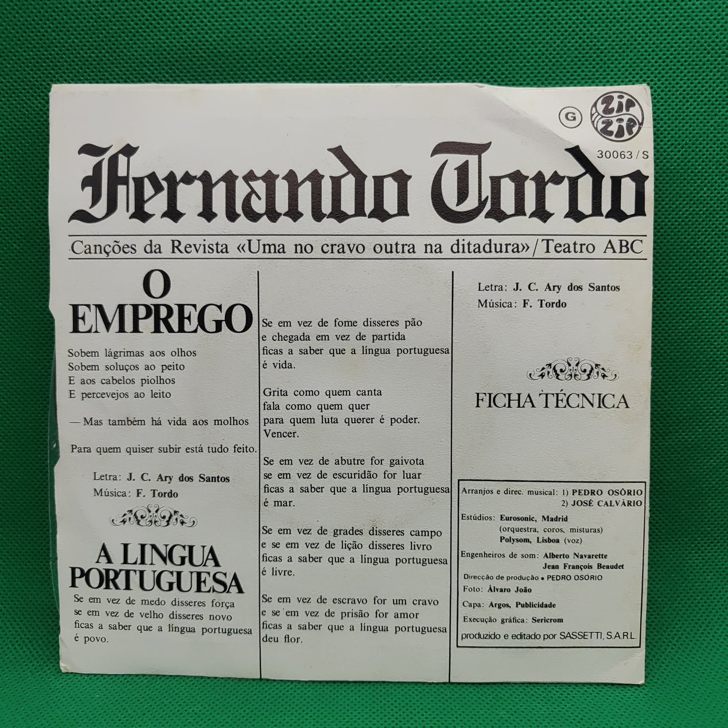 Fernando Tordo – O Emprego / A Língua Portuguesa