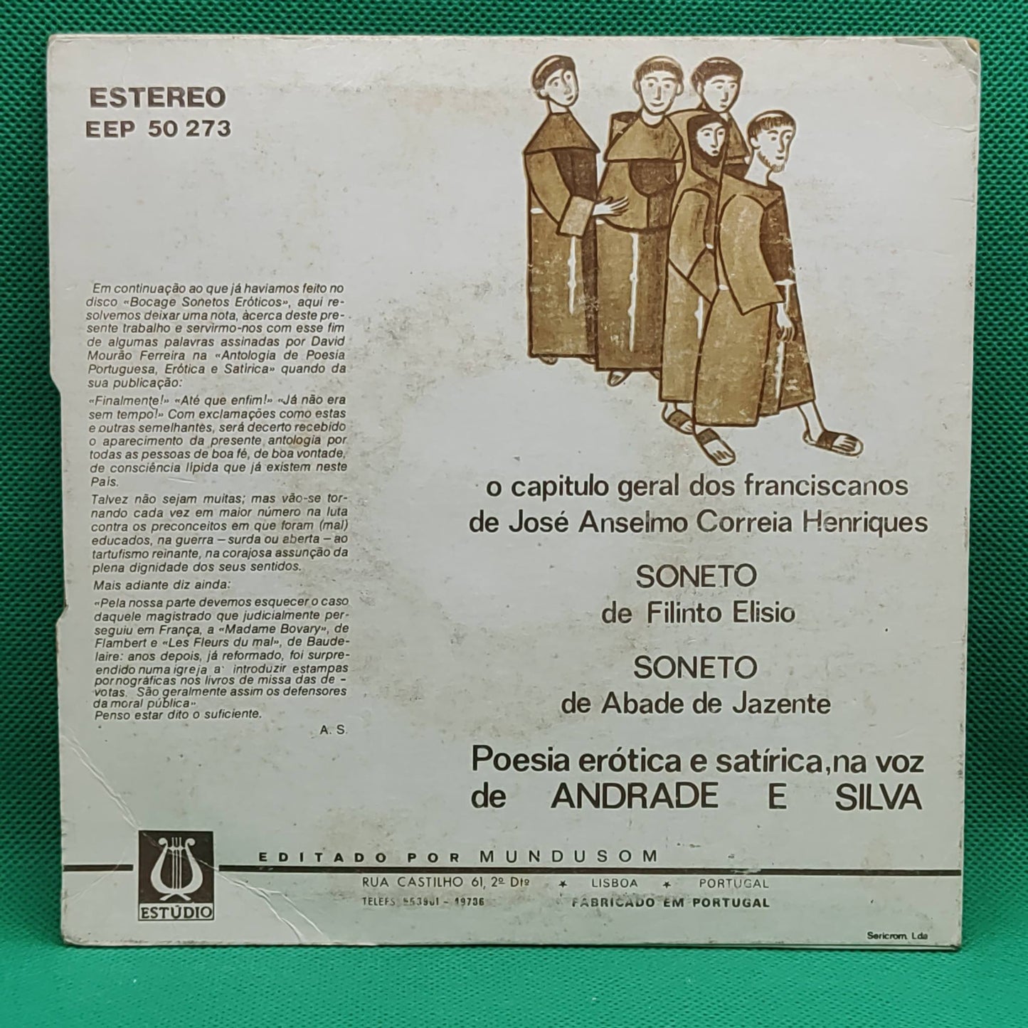 José Anselmo Correia Henriques, Filinto Elisio, Abade De Jazente - Andrade E Silva – Poesia Erótica E Sátirica - O Capitulo Geral Dos Franciscanos