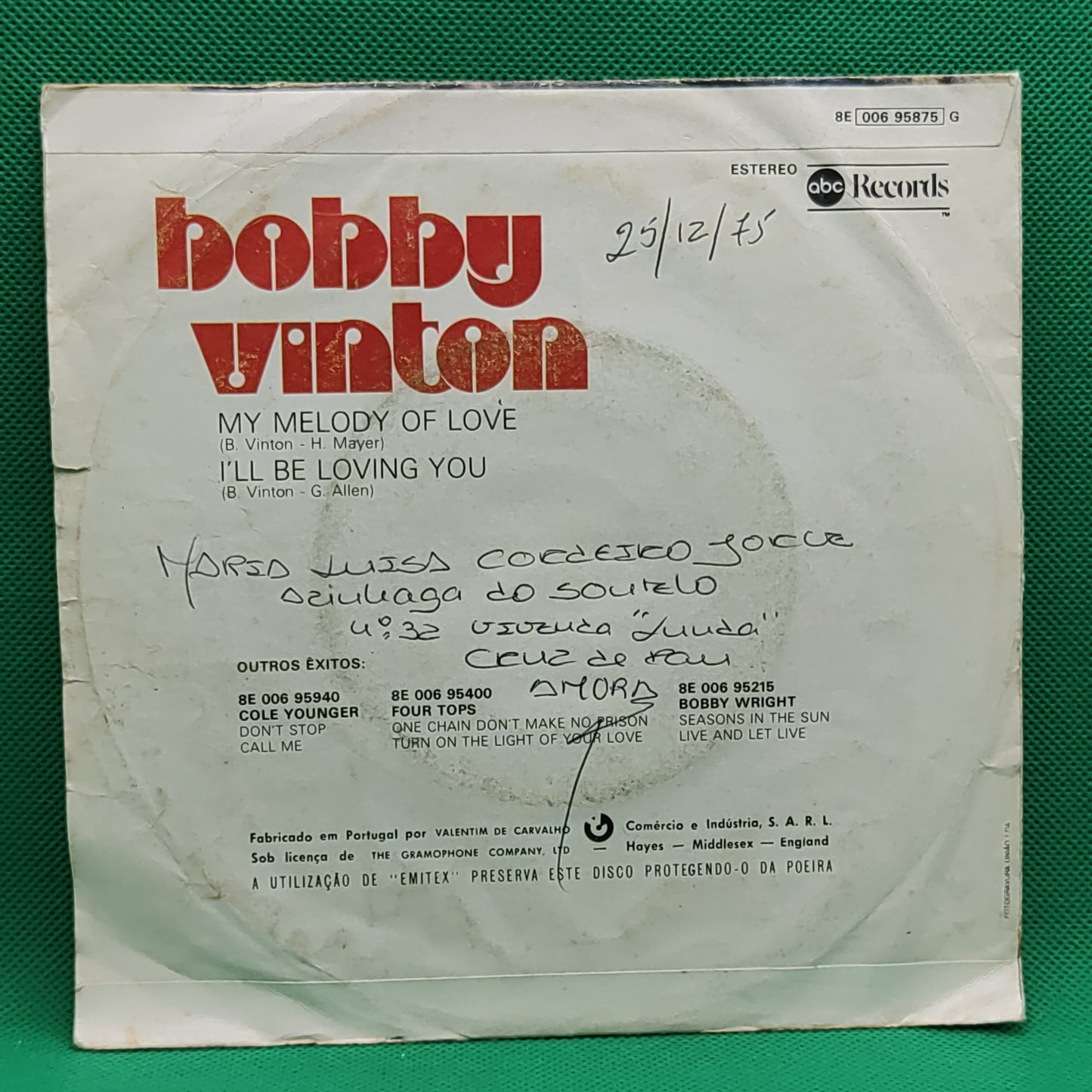 Bobby Vinton – My Melody Of Love / I'll Be Loving You