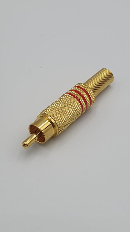 Ficha RCA Macho Dourado Riscas Vermelhas REF:4000V