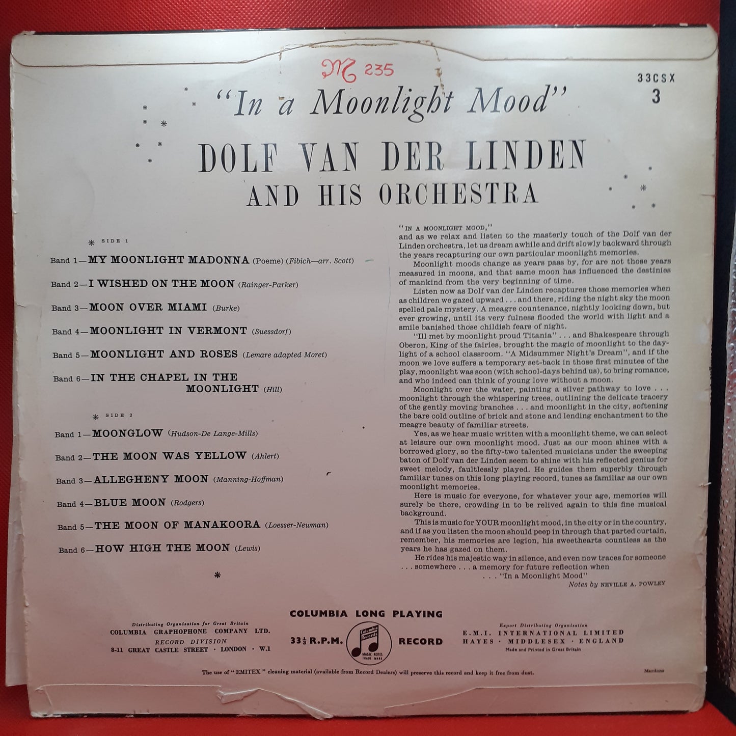 Dolf Van Der Linden And His Orchestra – In A Moonlight Mood