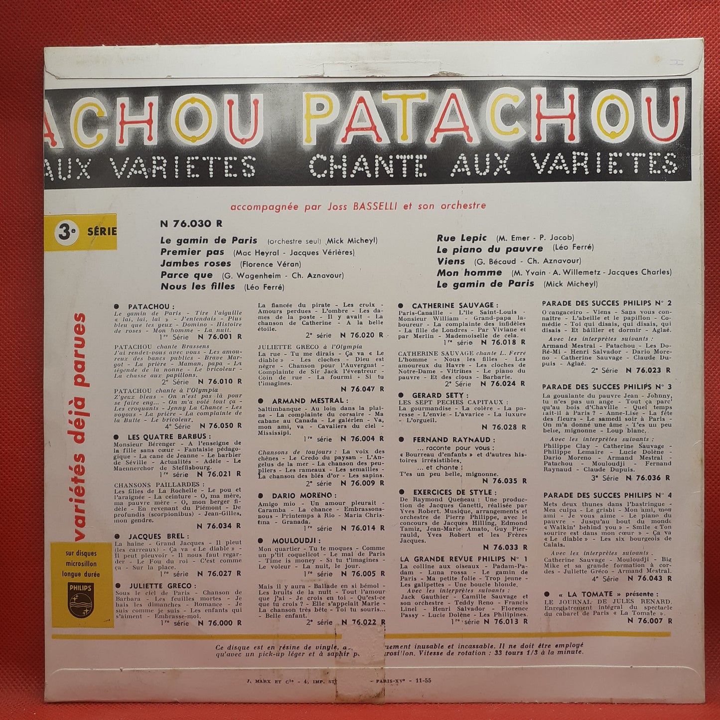 Patachou – Chante Aux Variétés-3e Serie