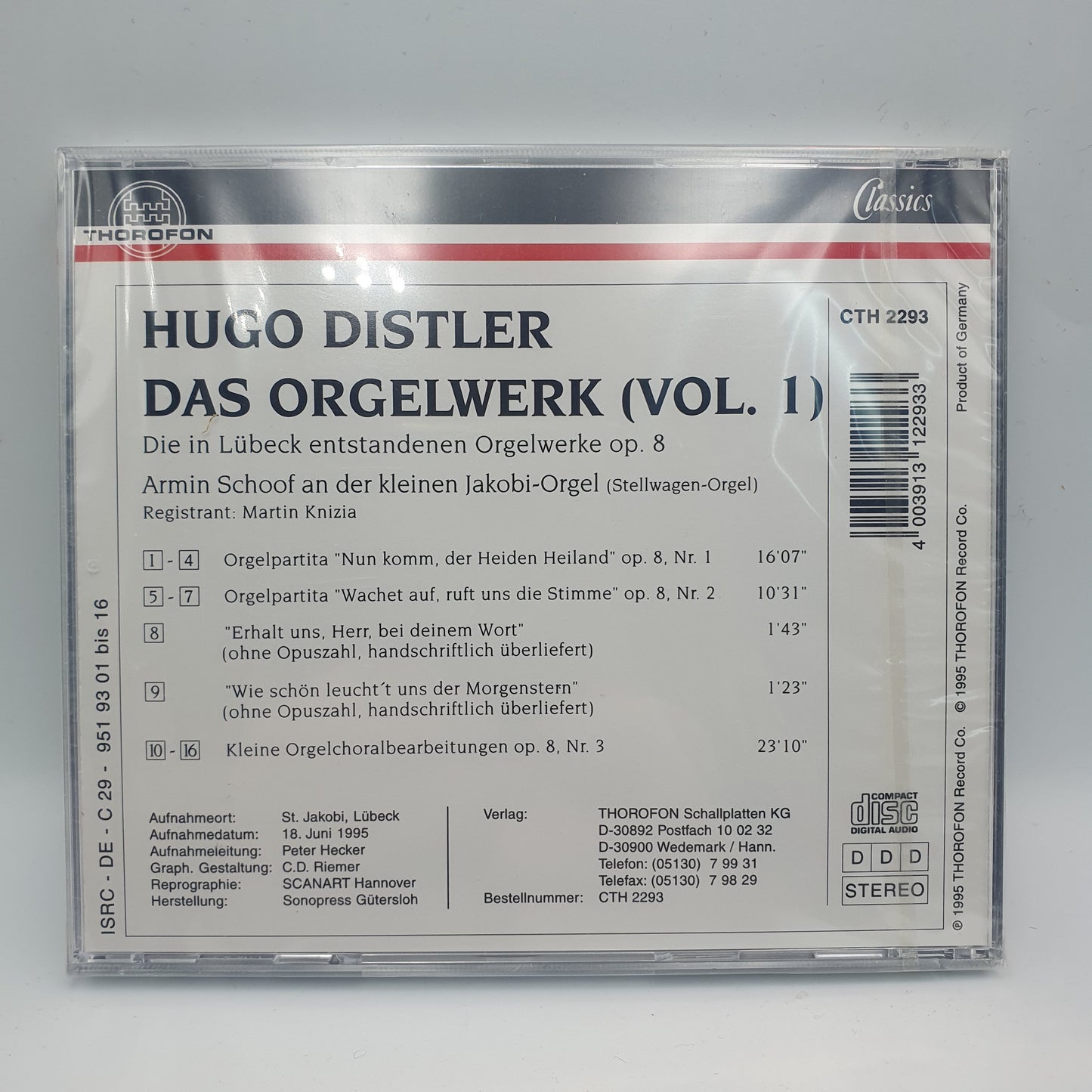 Armin Schoof, Hugo Distler - Das Orgelwerk Vol. 1