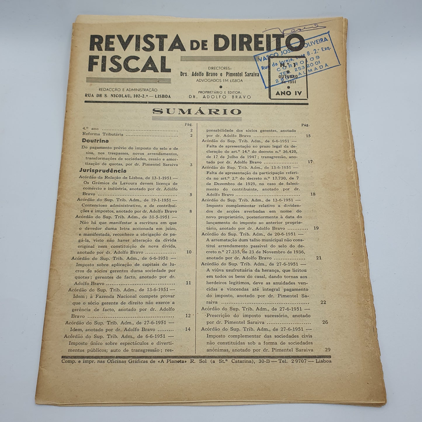 Revista de Direito Fiscal - Nº1 Outubro 1951