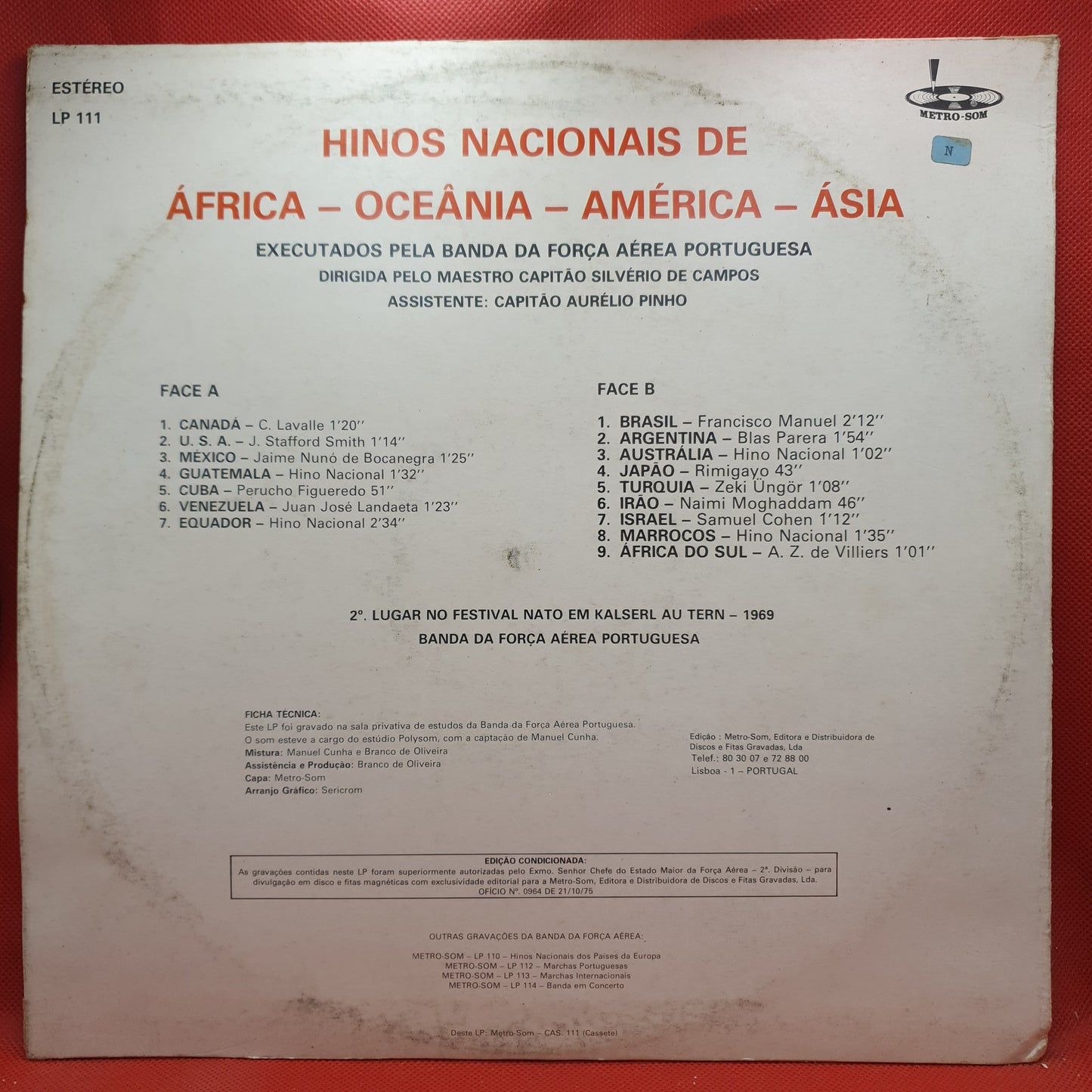Banda Da Força Aérea Portuguesa ‎– Hinos Nacionais De África - Oceânia - América - Ásia