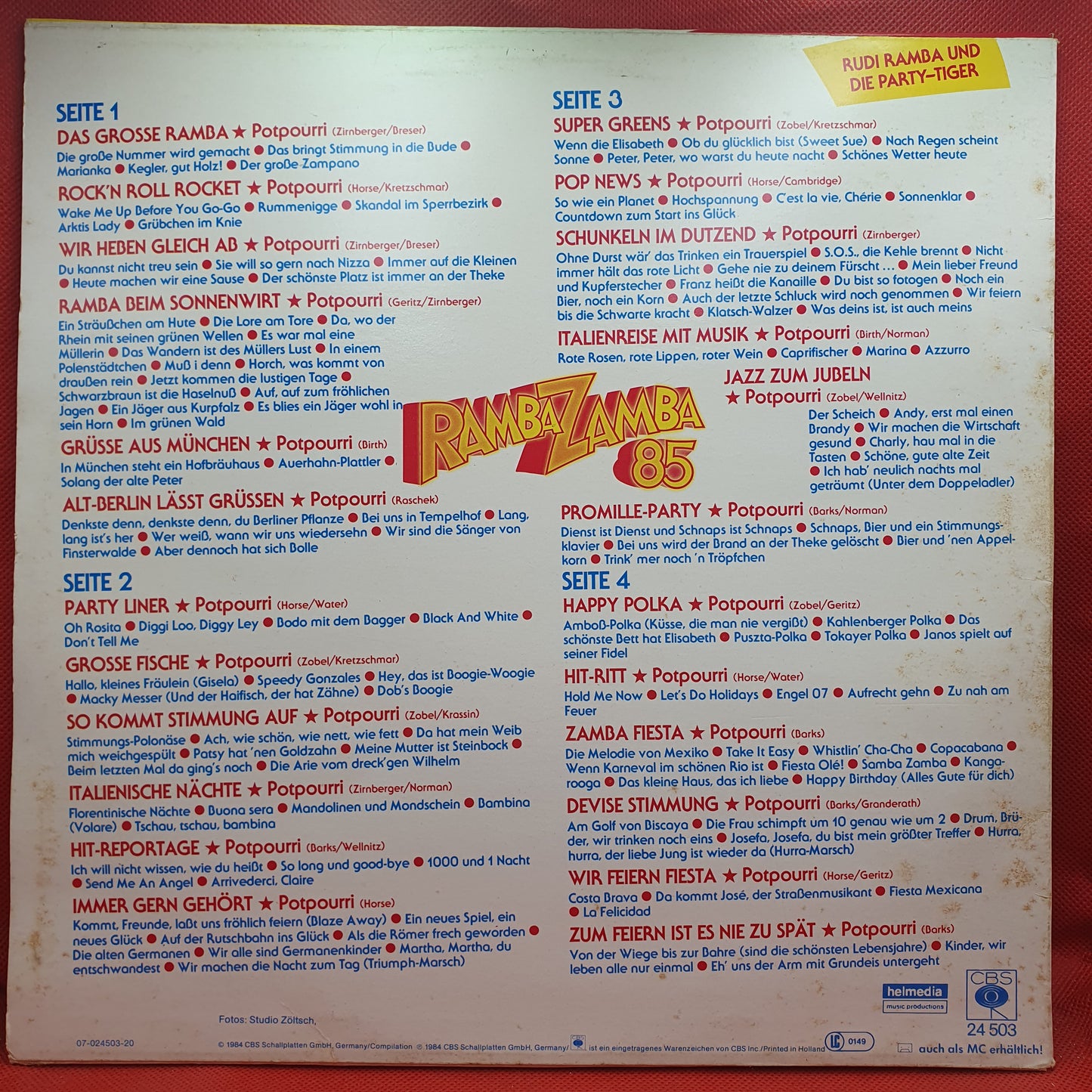 Rudi Ramba Und Seine Party Tiger ‎– Ramba Zamba 85