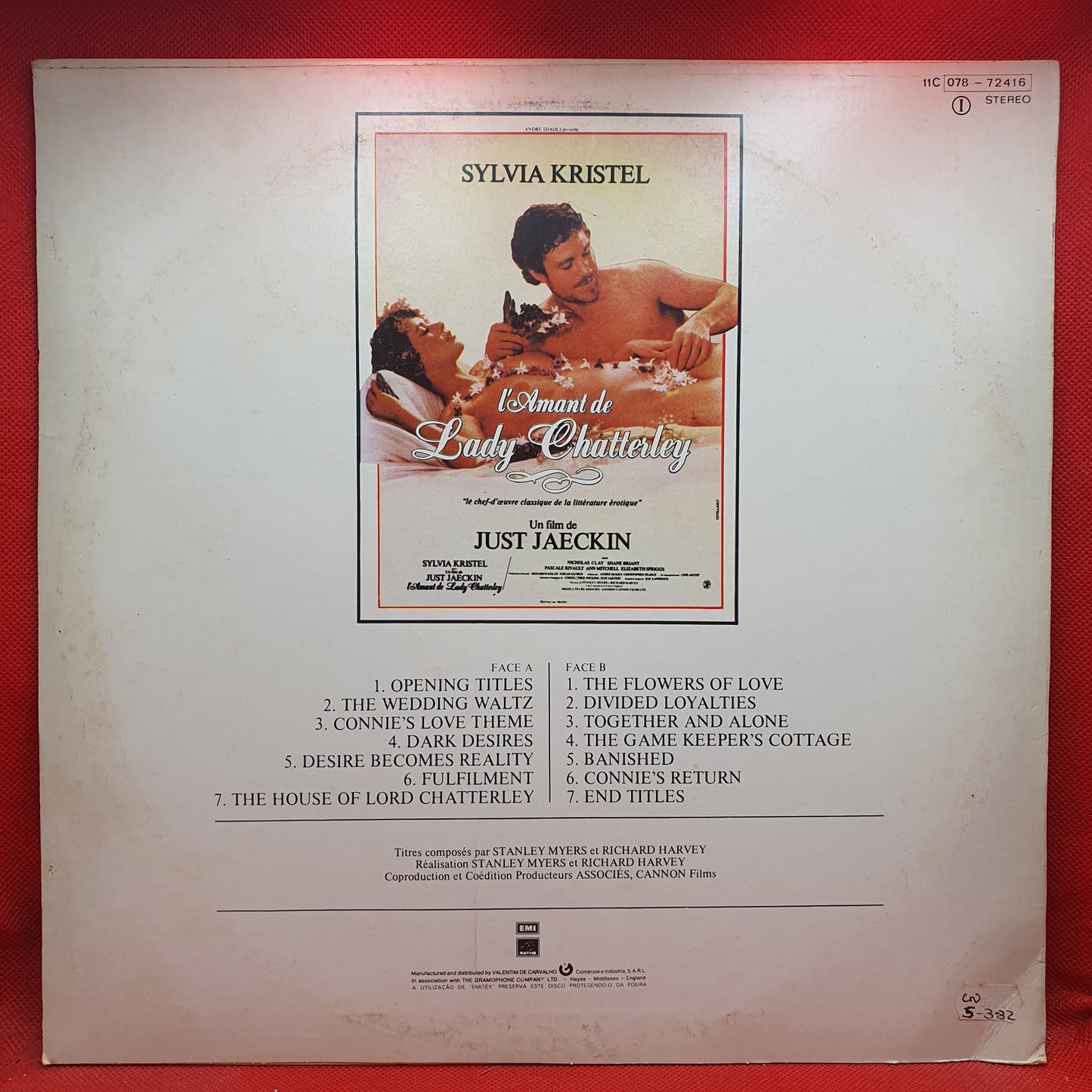 Stanley Myers & Richard Harvey ‎– Bande Originale Du Film - L'Amant De Lady Chatterley