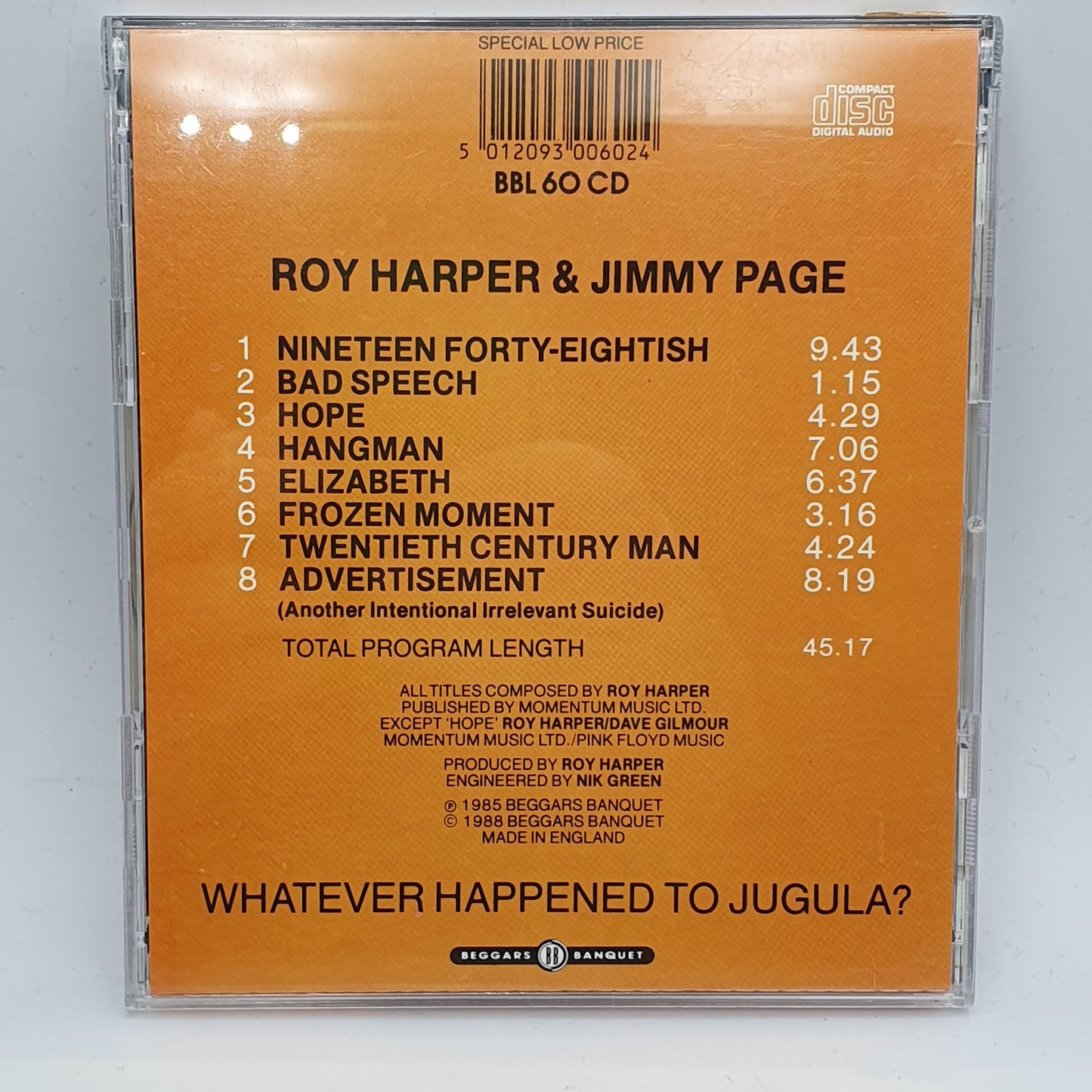 Roy Harper & Jimmy Page ‎– Whatever Happened To Jugula?