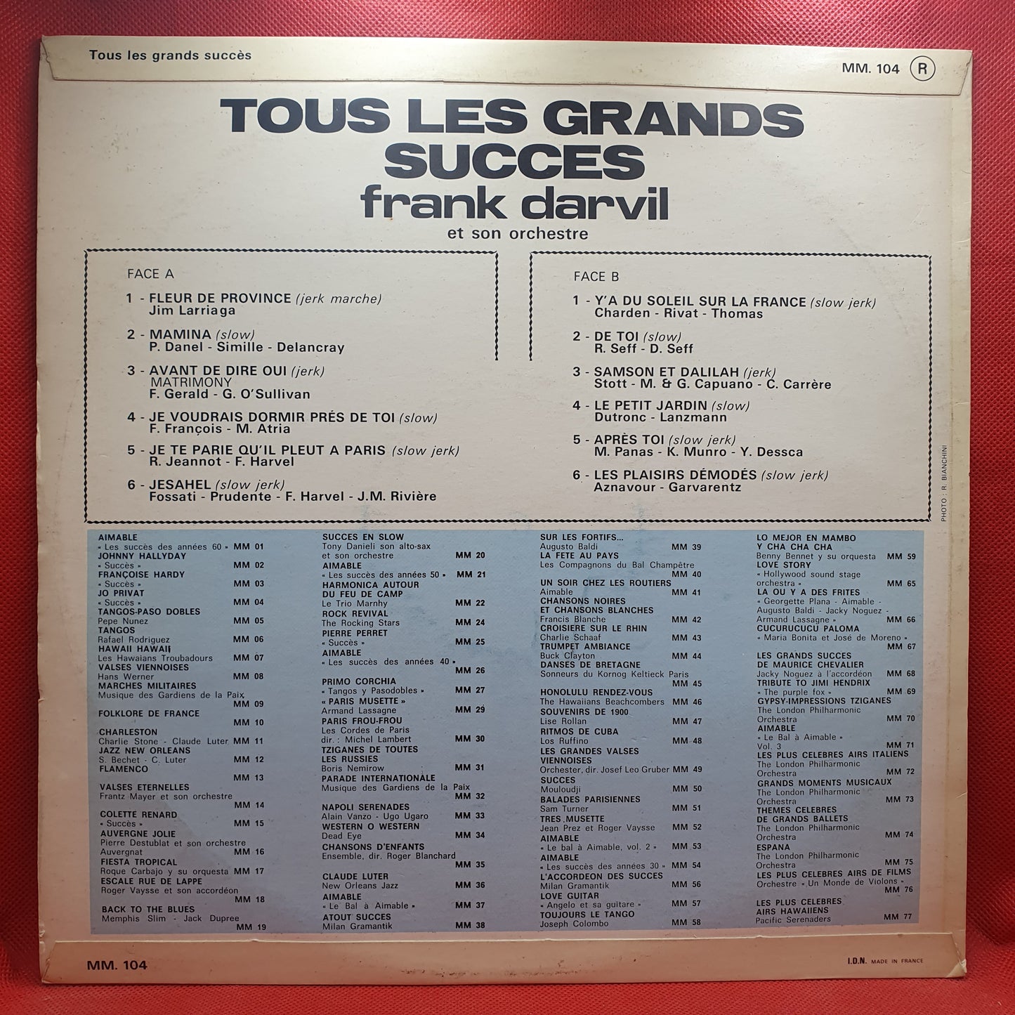 Frank Darvil Et Son Orchestre ‎– Tous Les Grands Succès
