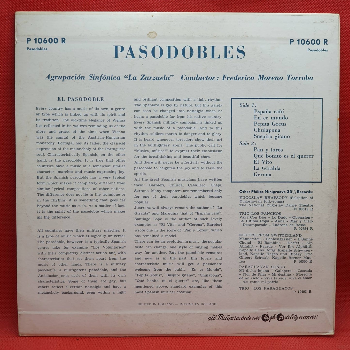 Agrupación Sinfónica "La Zarzuela" ‎– Pasodobles