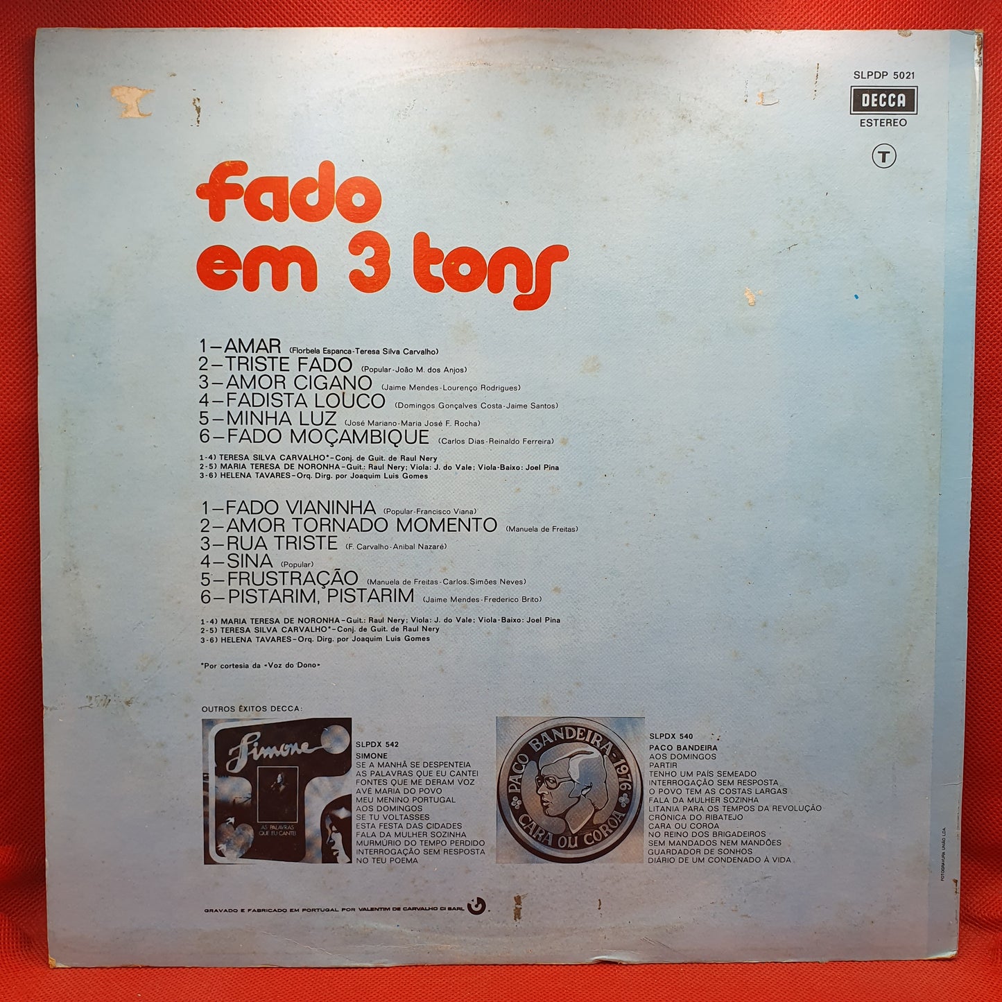 Teresa Silva Carvalho / Helena Tavares / Maria Teresa de Noronha ‎– Fado Em 3 Tons