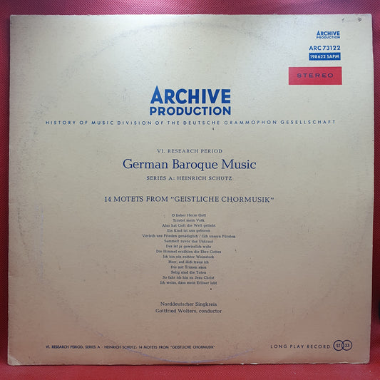 German Baroque Music, Heinrich Schütz ‎– 14 Motets From "Geistliche Chormusik"