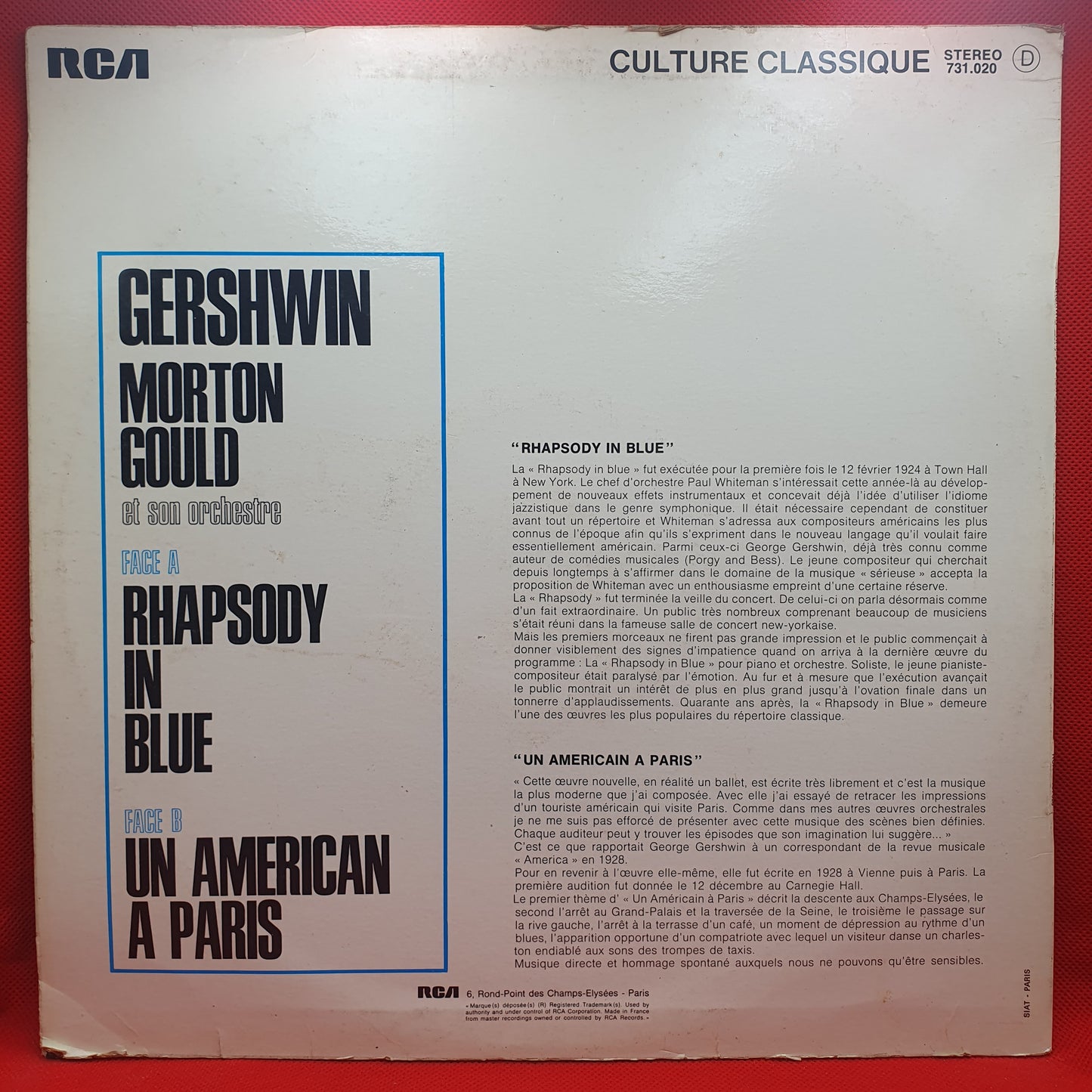 Gershwin, Morton Gould – Rhapsodie In Blue / Un Américain Á Paris