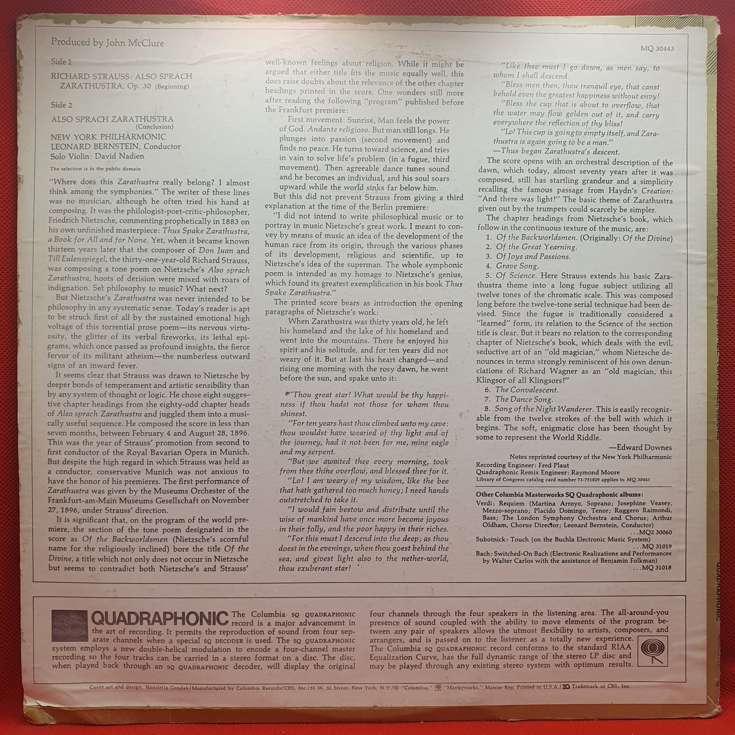 Bernstein, New York Philharmonic ‎– Richard Strauss Also Sprach Zarathustra