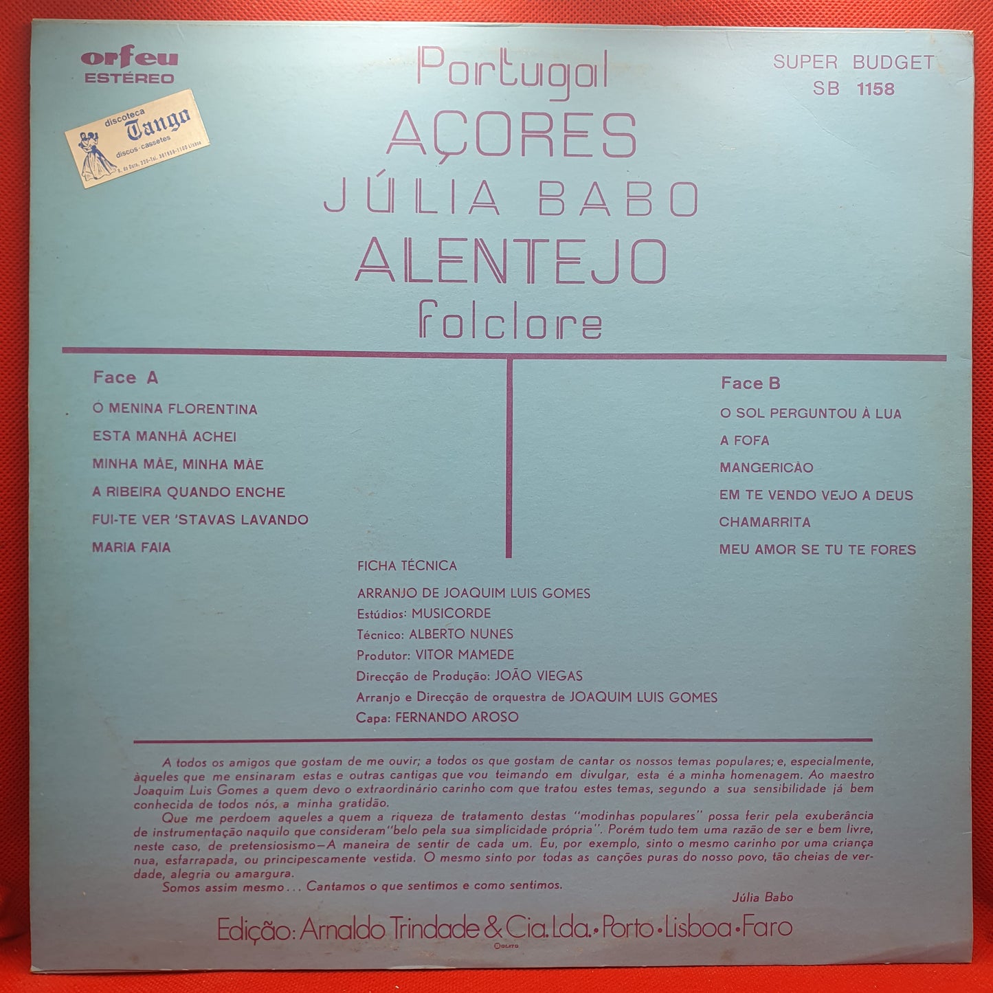 Júlia Babo ‎– Portugal Açores Alentejo Folclore