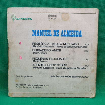 Manuel De Almeida ‎– Penitência Para O Meu Fado