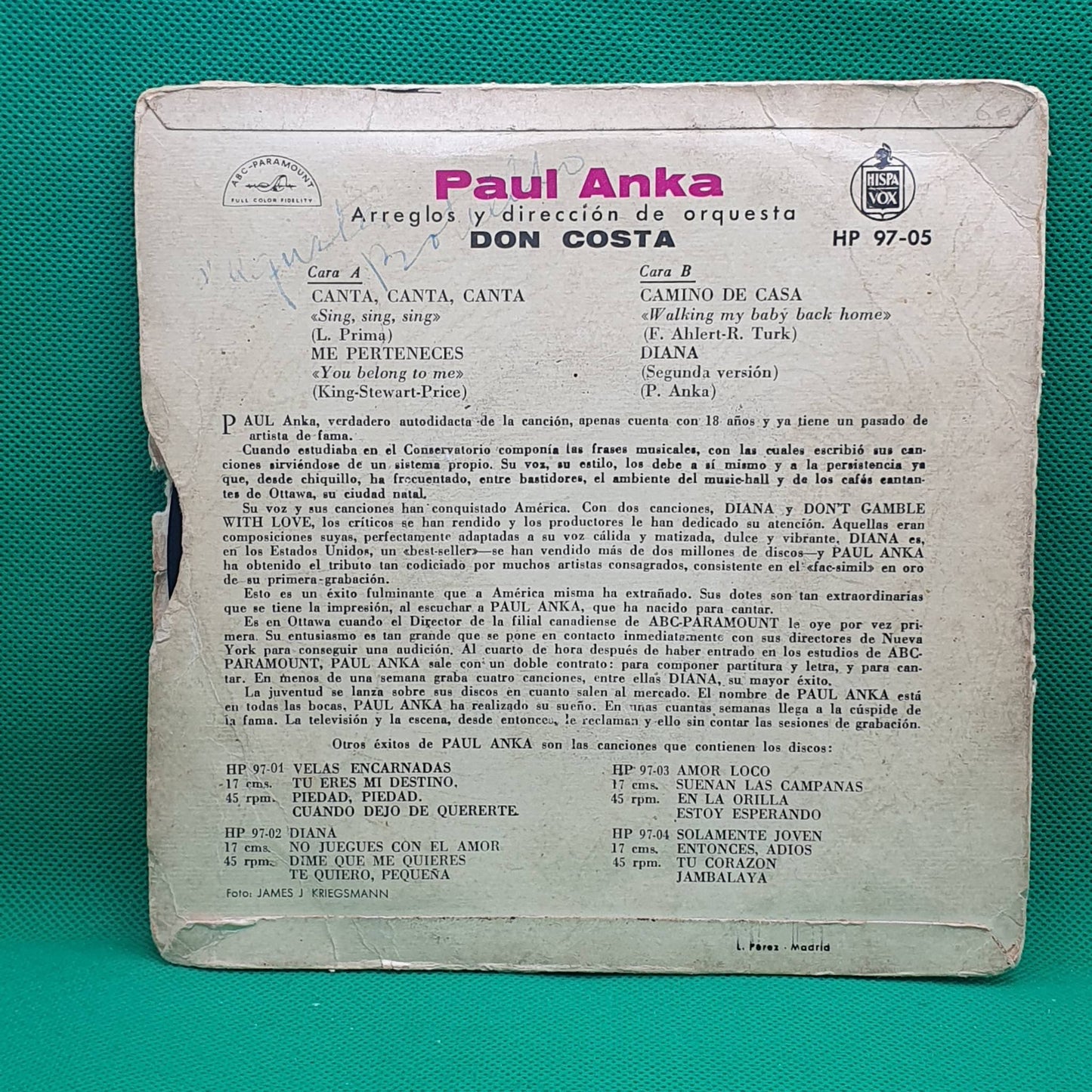 Paul Anka ‎– Canta Canta Canta