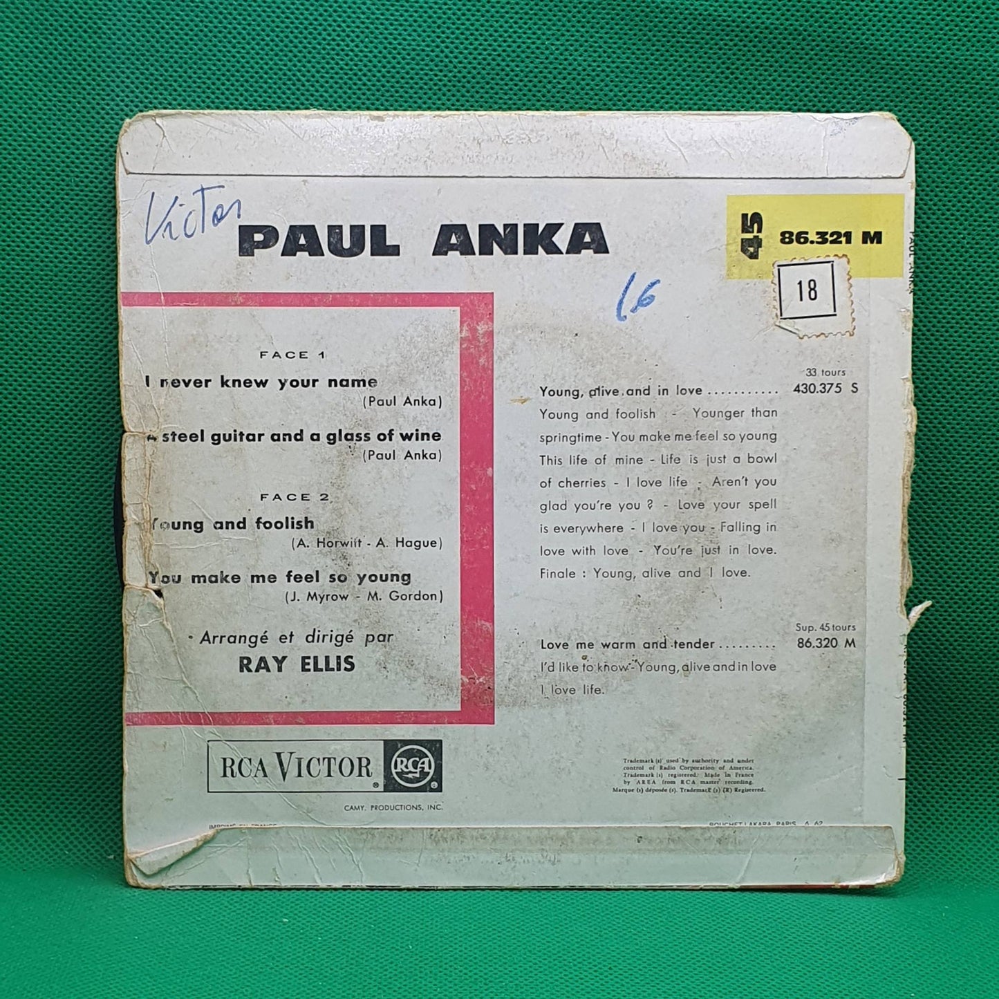 Paul Anka ‎– I Never Knew Your Name