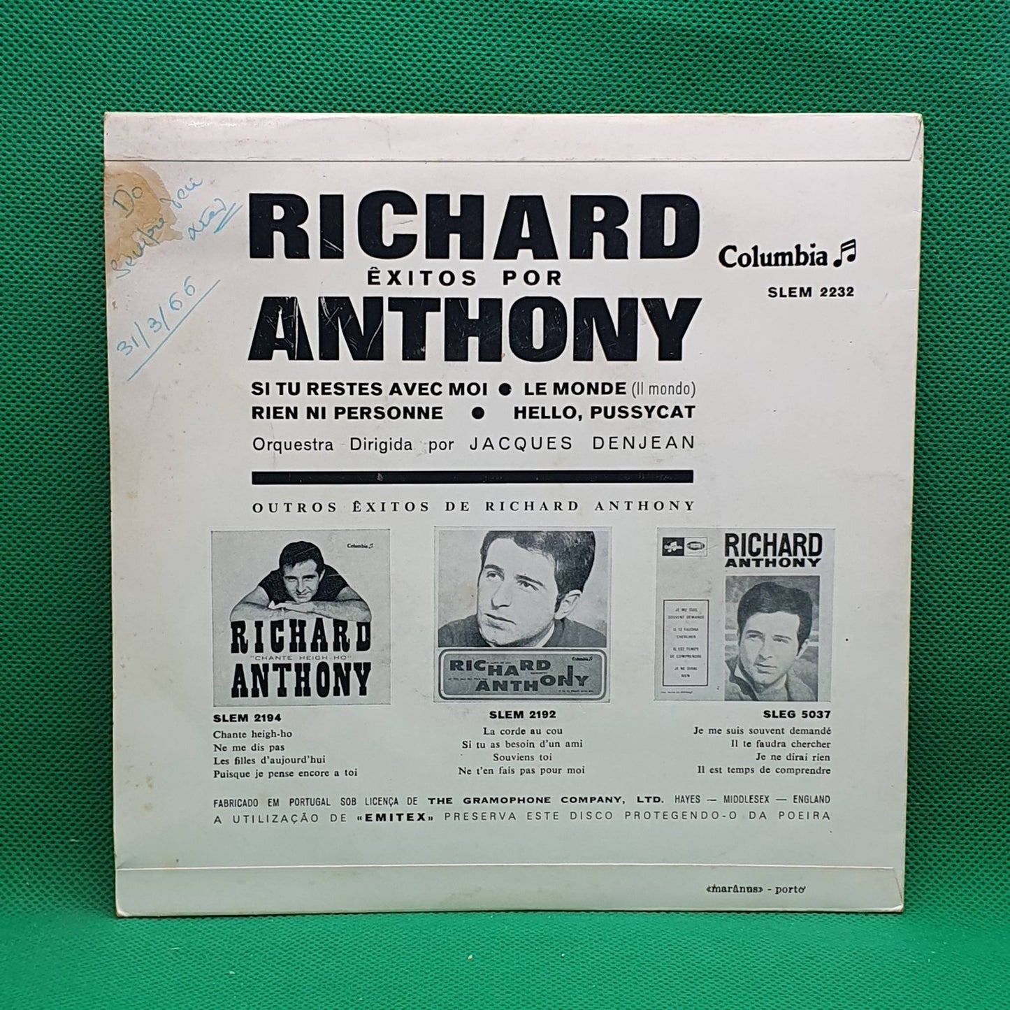 Richard Anthony ‎– Êxitos Por Richard Anthony