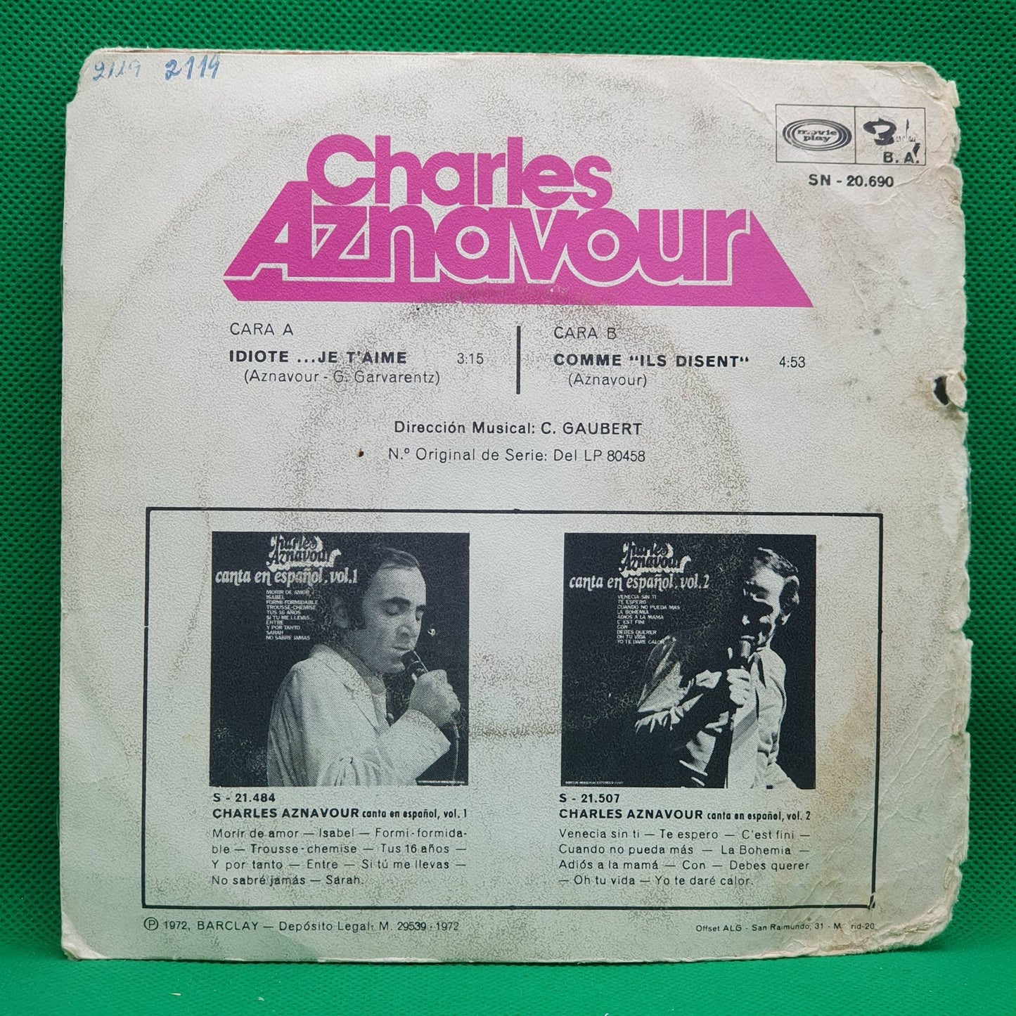 Charles Aznavour ‎– Idiote...Je T'Aime