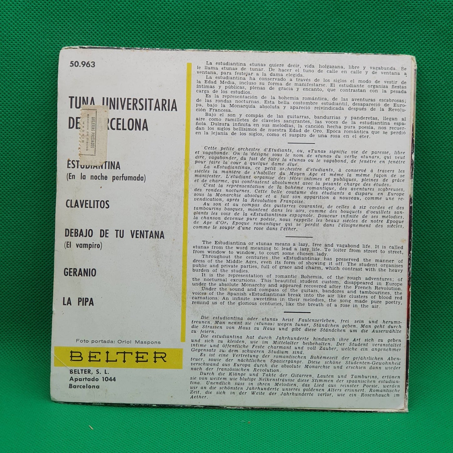 Tuna Universitaria De Barcelona ‎– Estudiantina (En La Noche Perfumada)