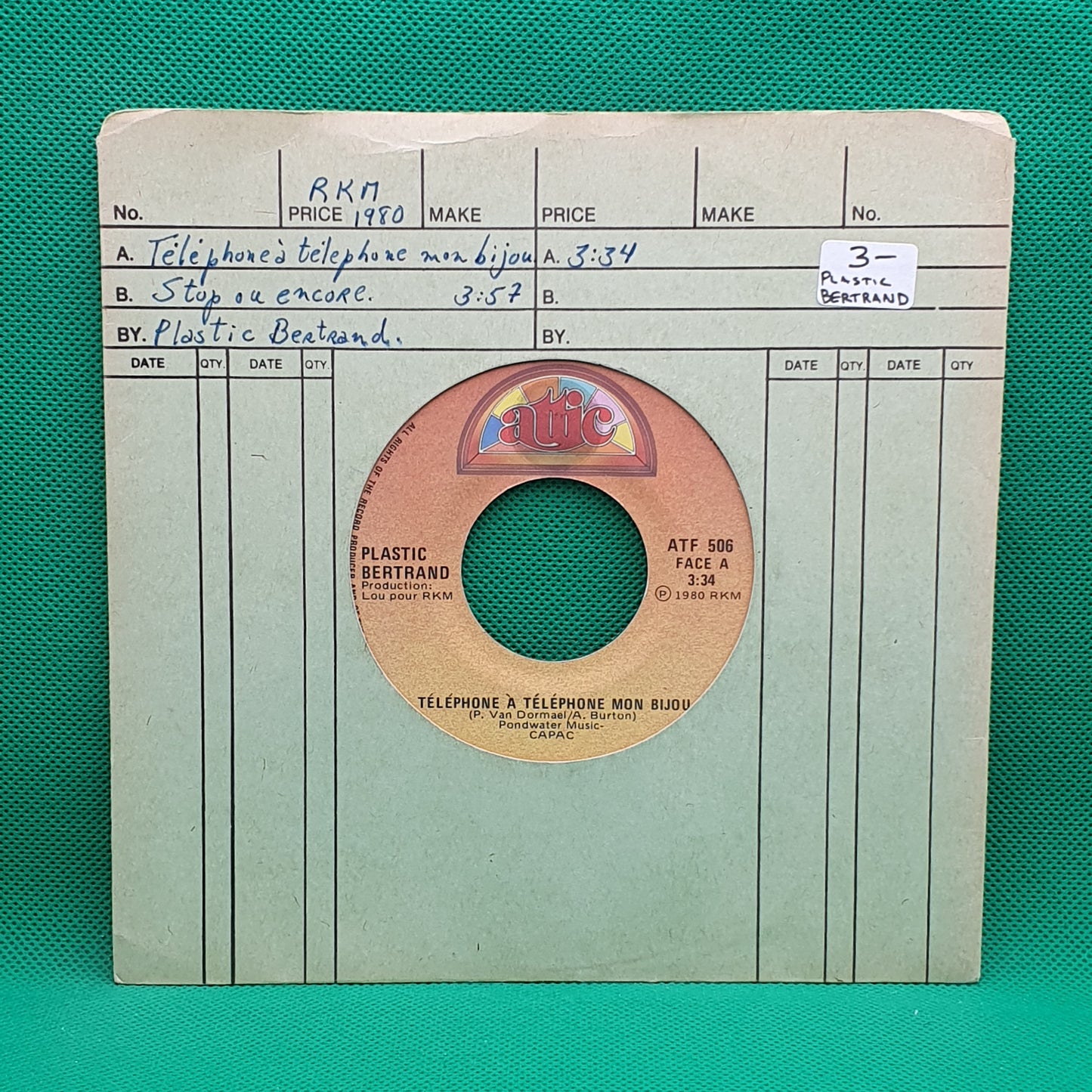 Plastic Bertrand ‎– Téléphone À Téléphone Mon Bijou / Stop ou Encore