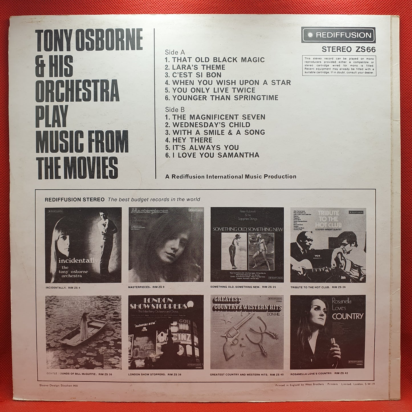 Tony Osborne And His Orchestra ‎– Play Music From The Movies