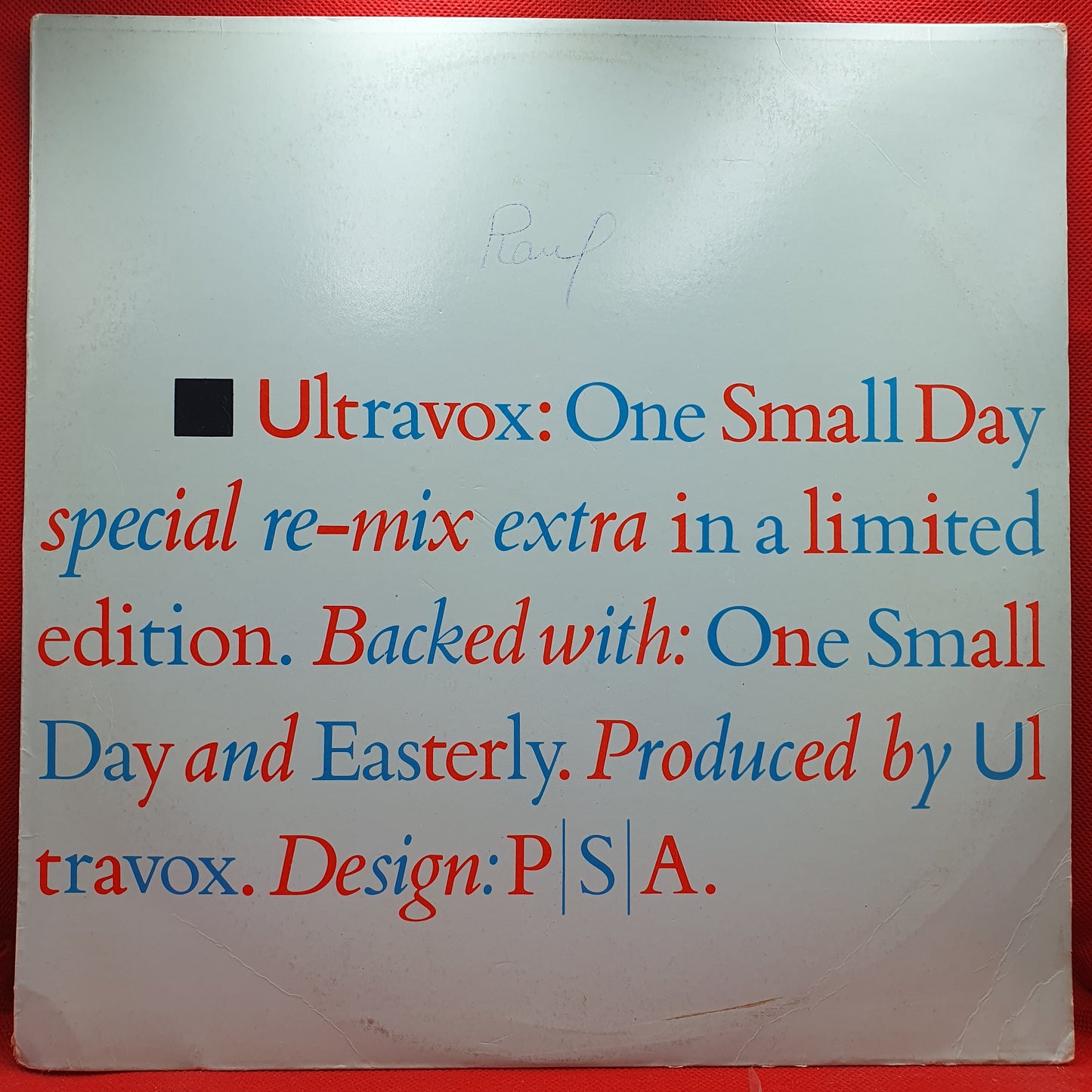 Ultravox ‎– One Small Day (Special Re-mix Extra)