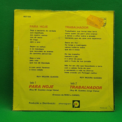 Ruy De Moura Guedes ‎– Para Hoje / Trabalhador