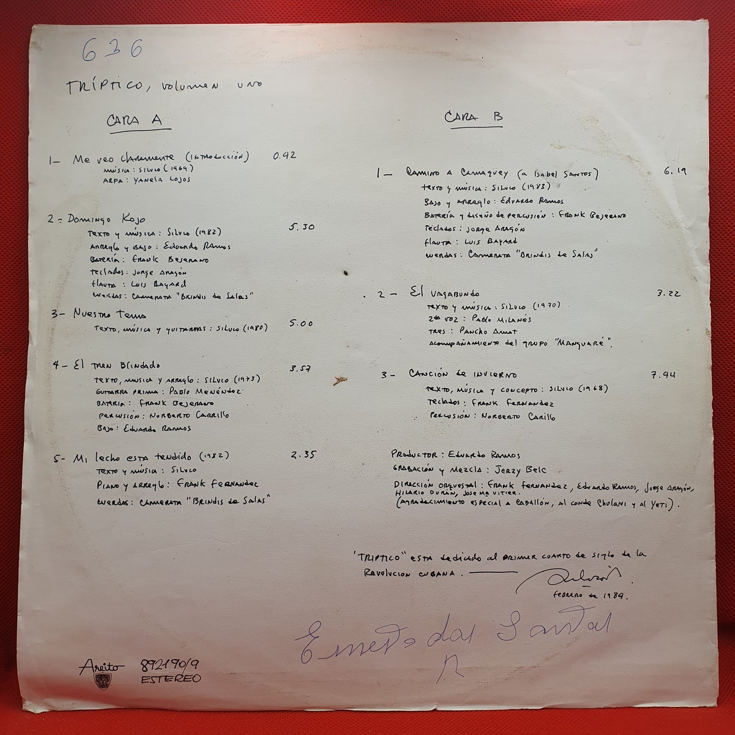 Silvio Rodríguez ‎– Tríptico (Volúmen Uno)