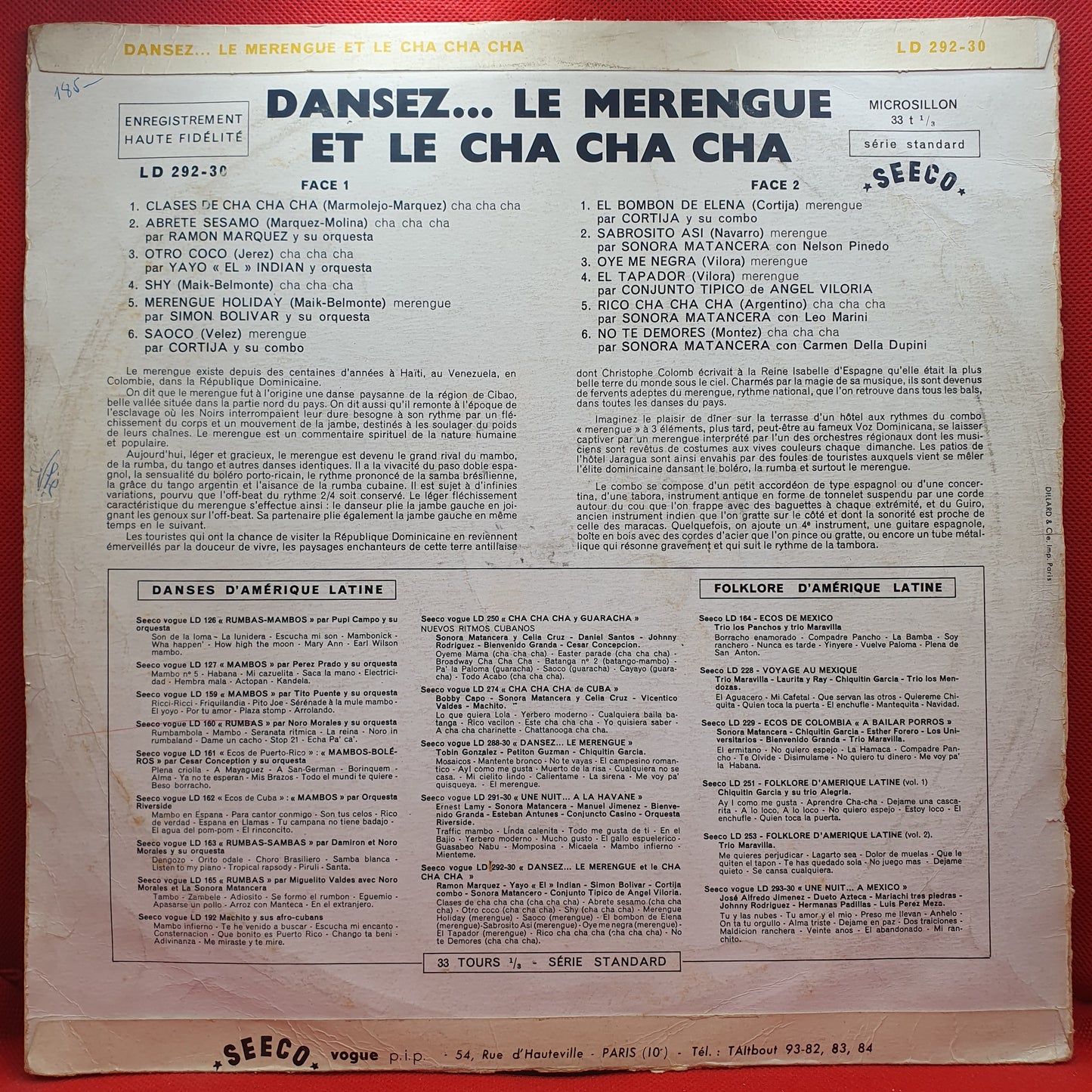 Various ‎– Dansez... Le Merengue Et Le Cha Cha Cha