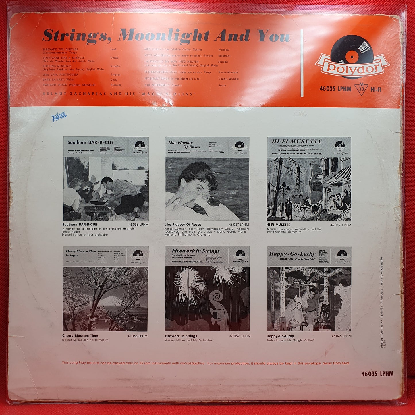 Helmut Zacharias And His "Magic Violins" ‎– Strings, Moonlight And You