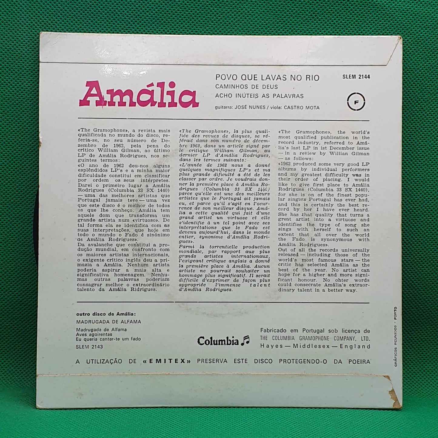 Amália Rodrigues ‎– Povo Que Lavas No Rio