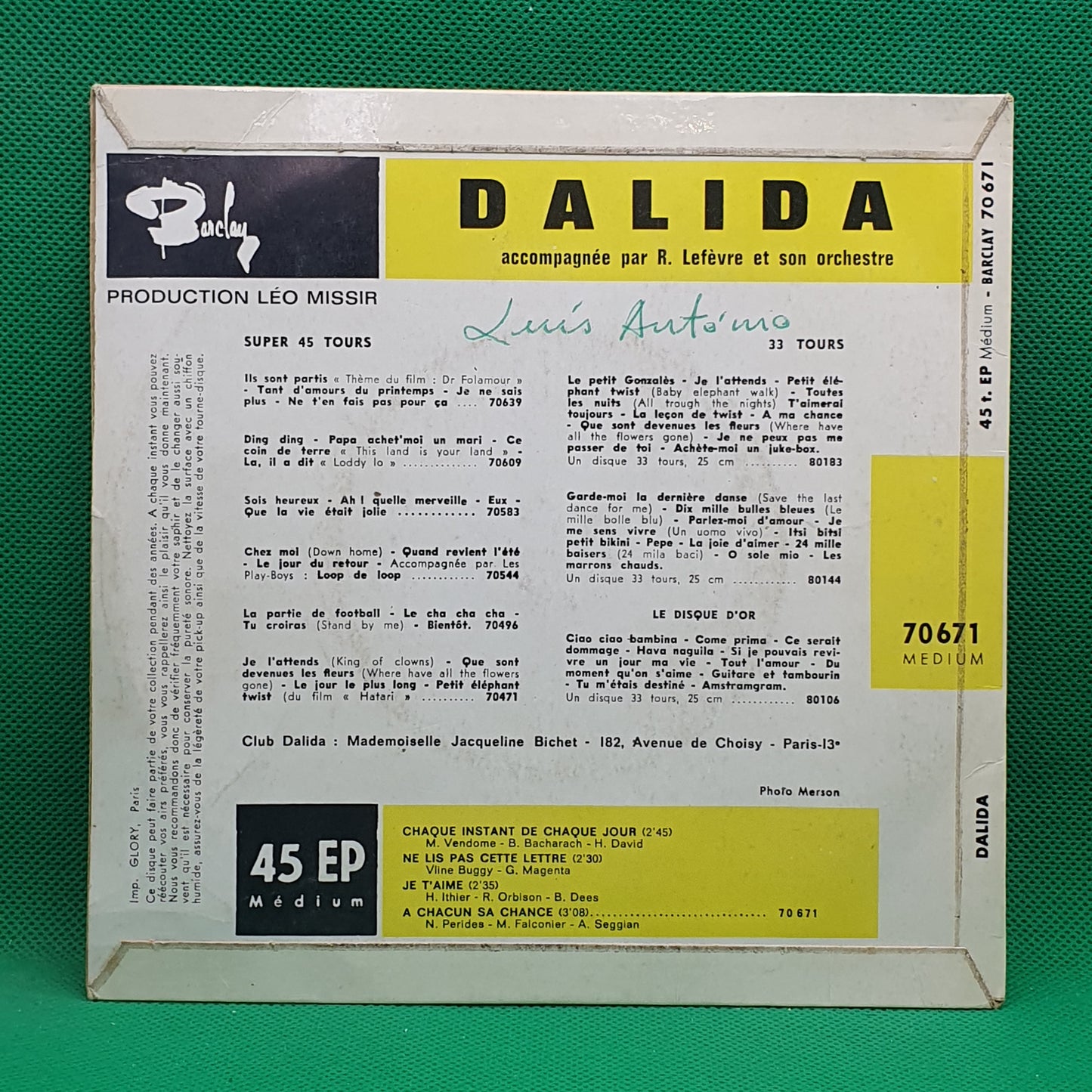 Dalida ‎– Chaque Instant De Chaque Jour