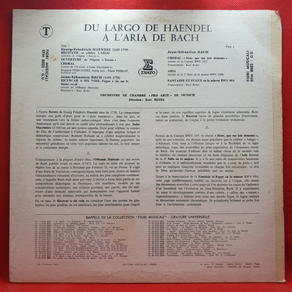 Haendel - Bach / Orchestre De Chambre Pro Arte De Munich ‎– Du Largo De Haendel À L'Aria De Bach